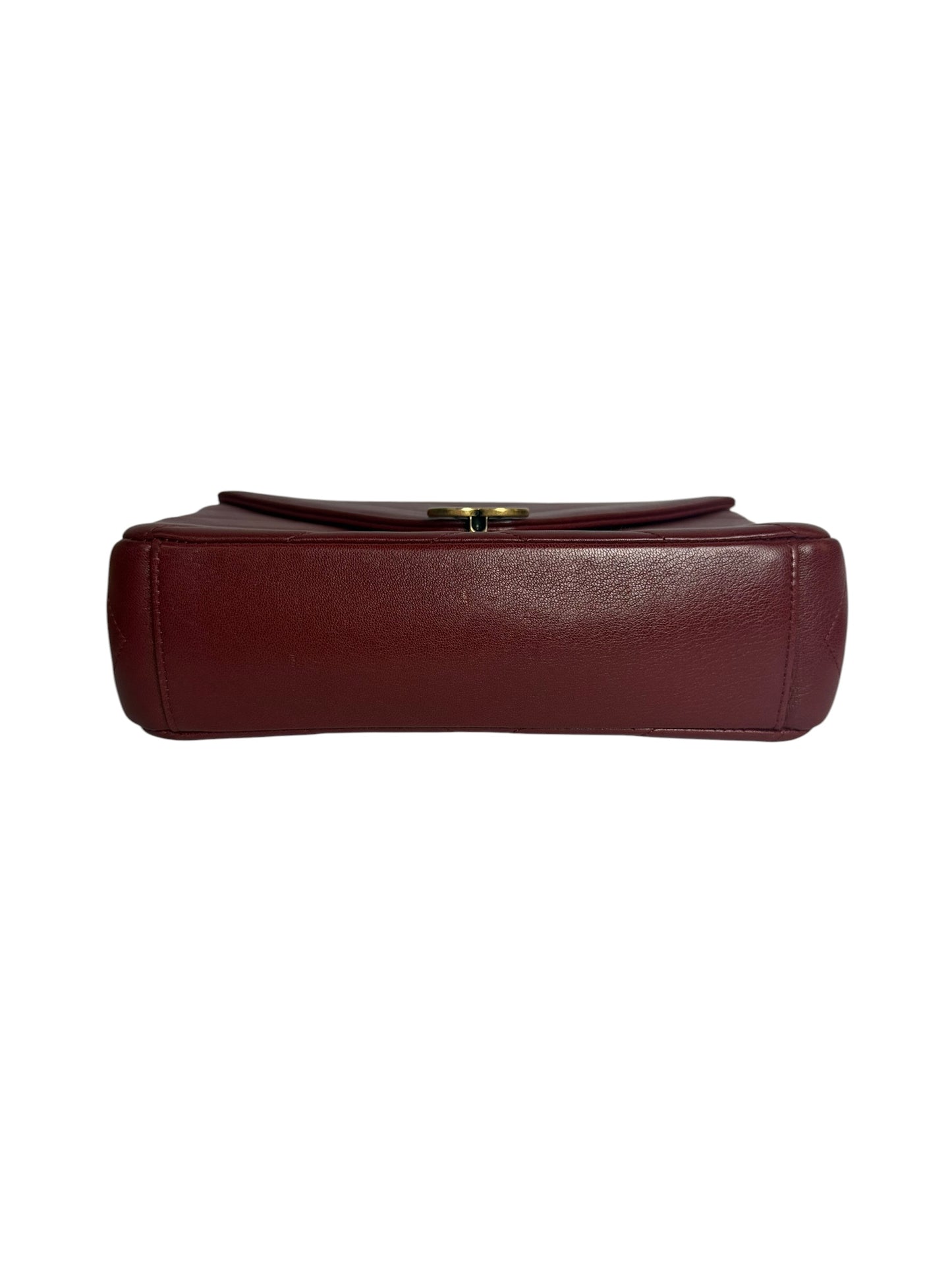 Chanel Red Burgundy Chevron Small Flap GHW