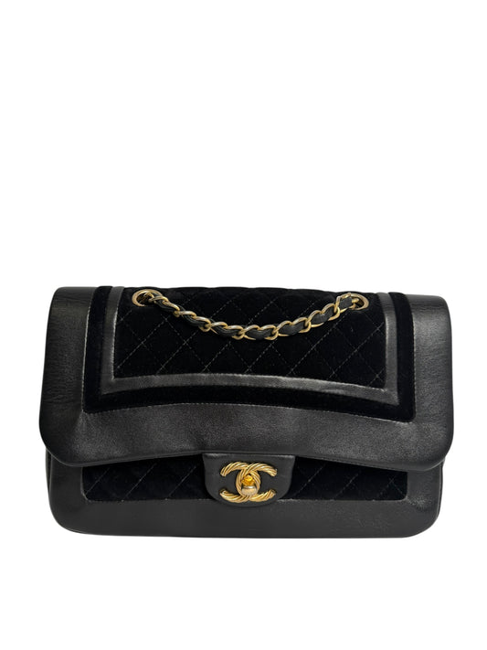 Chanel Velvet and Calf Flap Shoulder Bag
