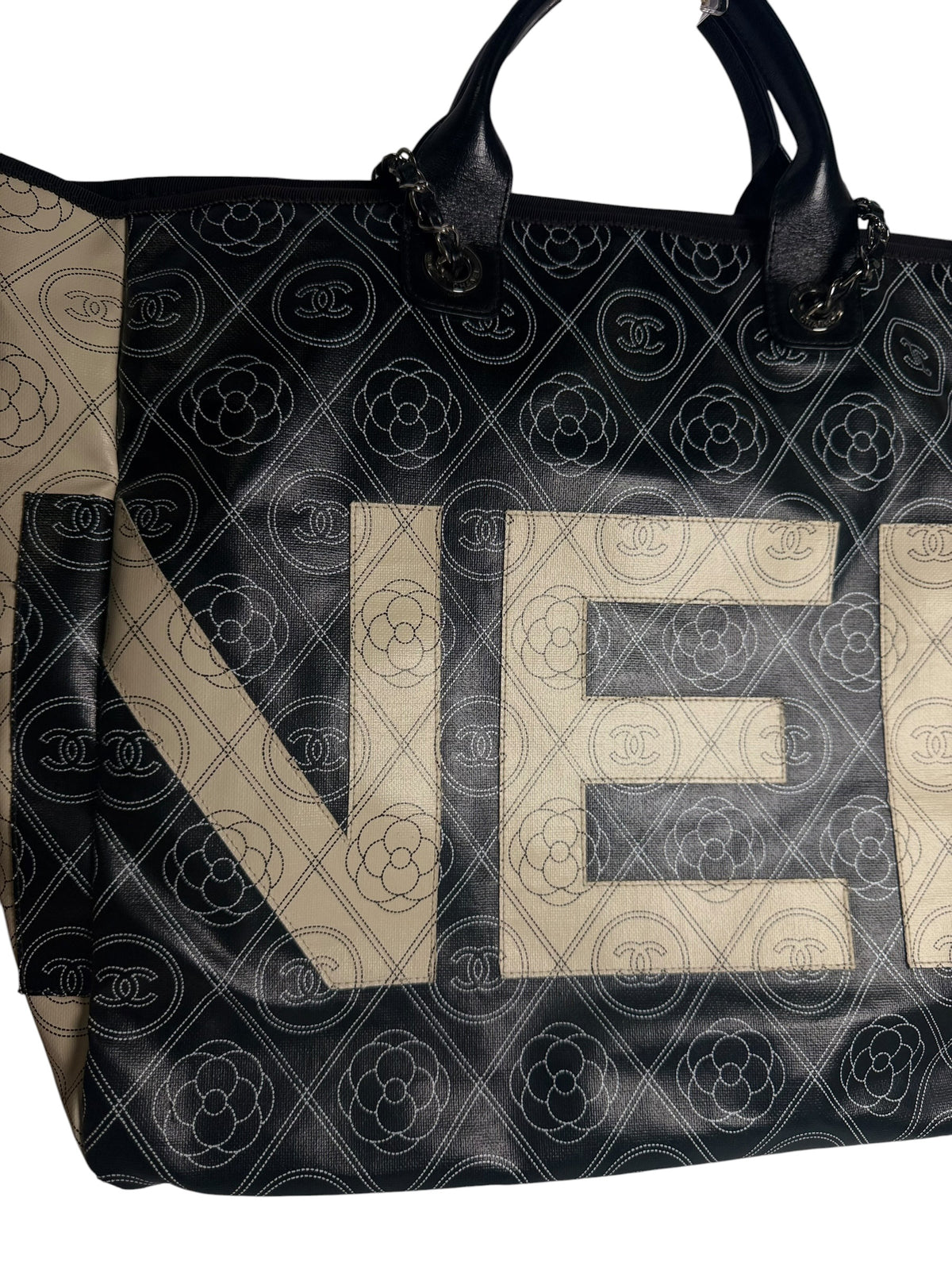 Chanel Coated Canvas Camelia Tote T7989