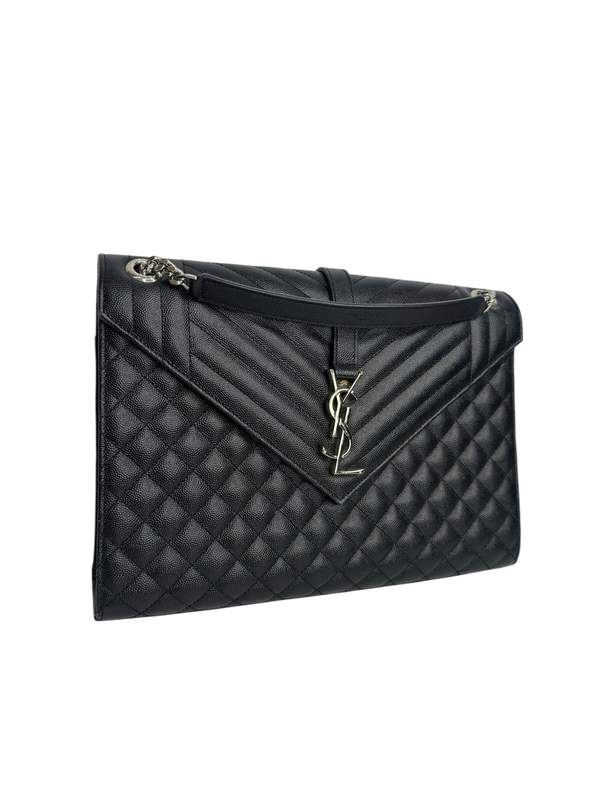 Saint Laurent Large Envelope Bag Black SHW T9336