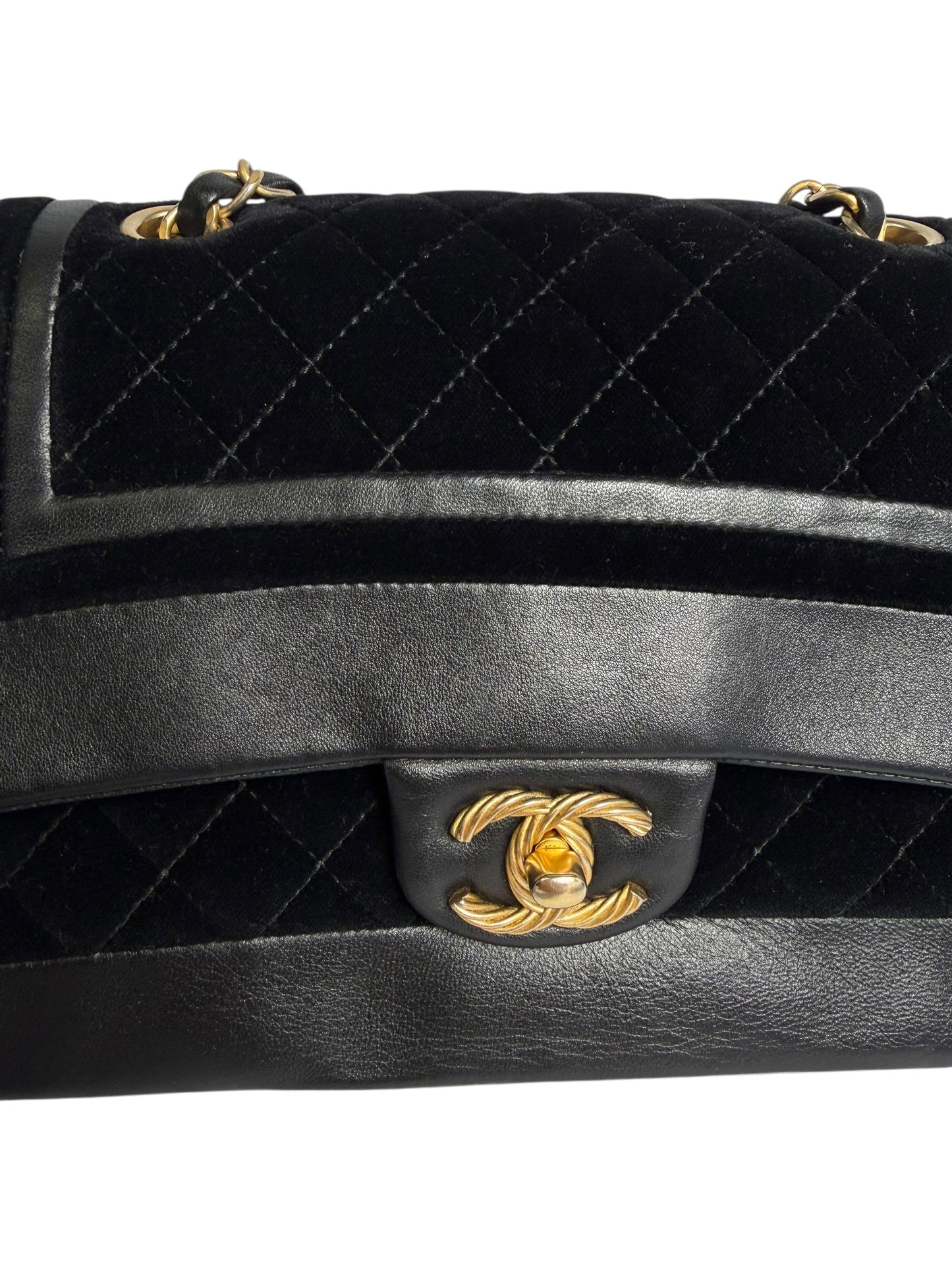 Chanel Velvet and Calf Flap Shoulder Bag