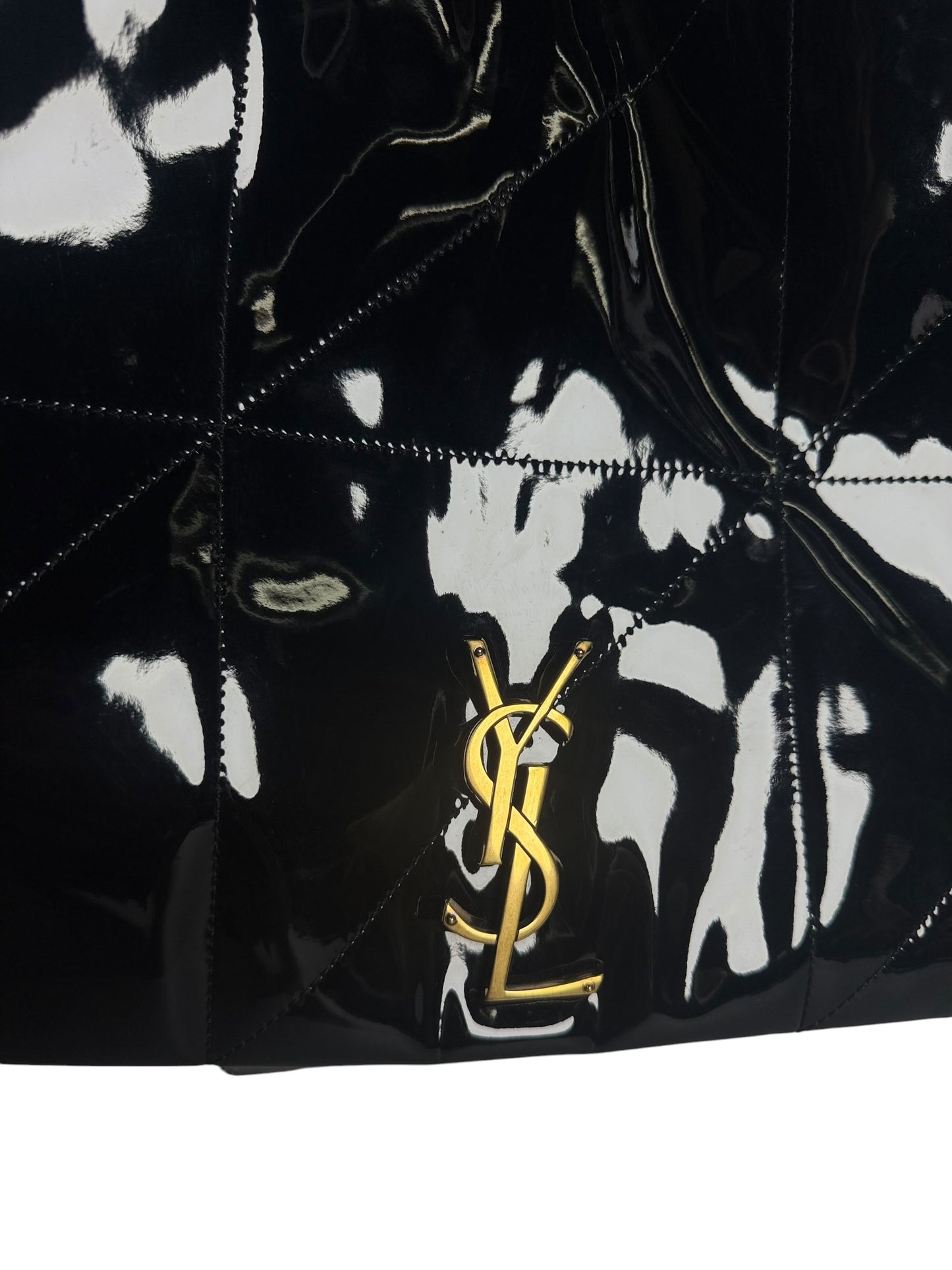 YSL Patent Maxi Shoulder Tote Black
