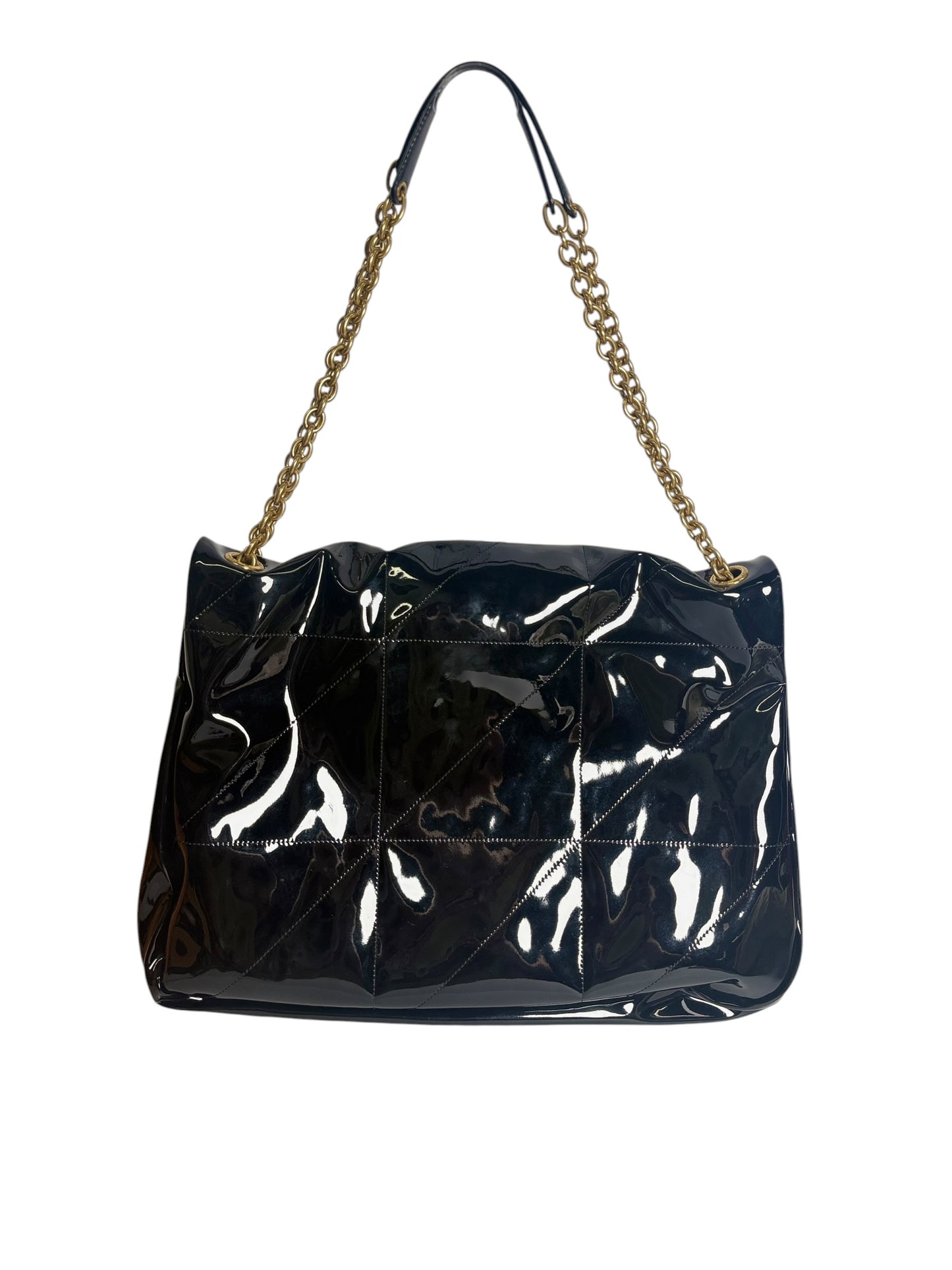 YSL Patent Maxi Shoulder Tote Black