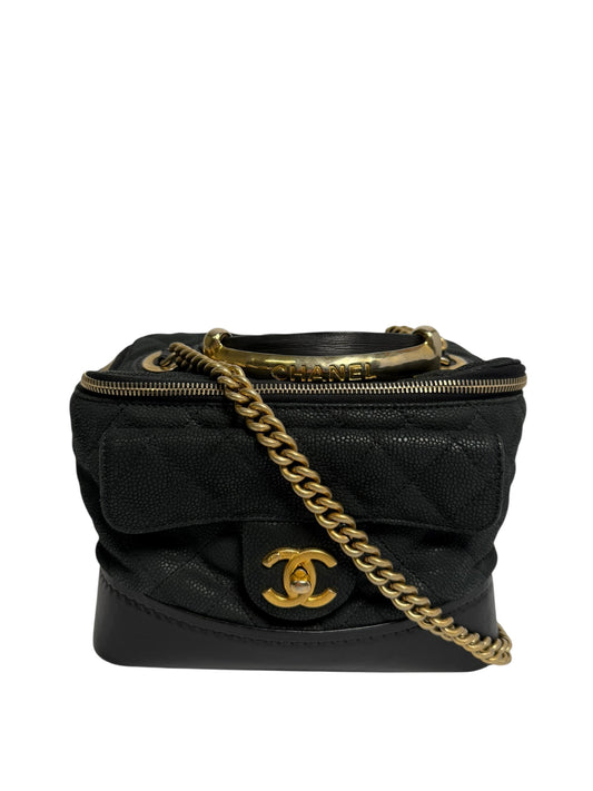 Chanel Top Handle Black Caviar Vanity Bag