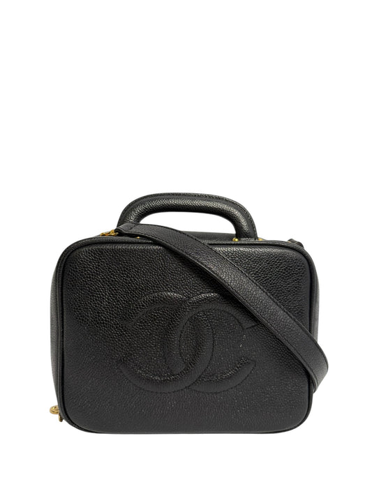 Chanel Black Caviar Top Handle Vanity Bag