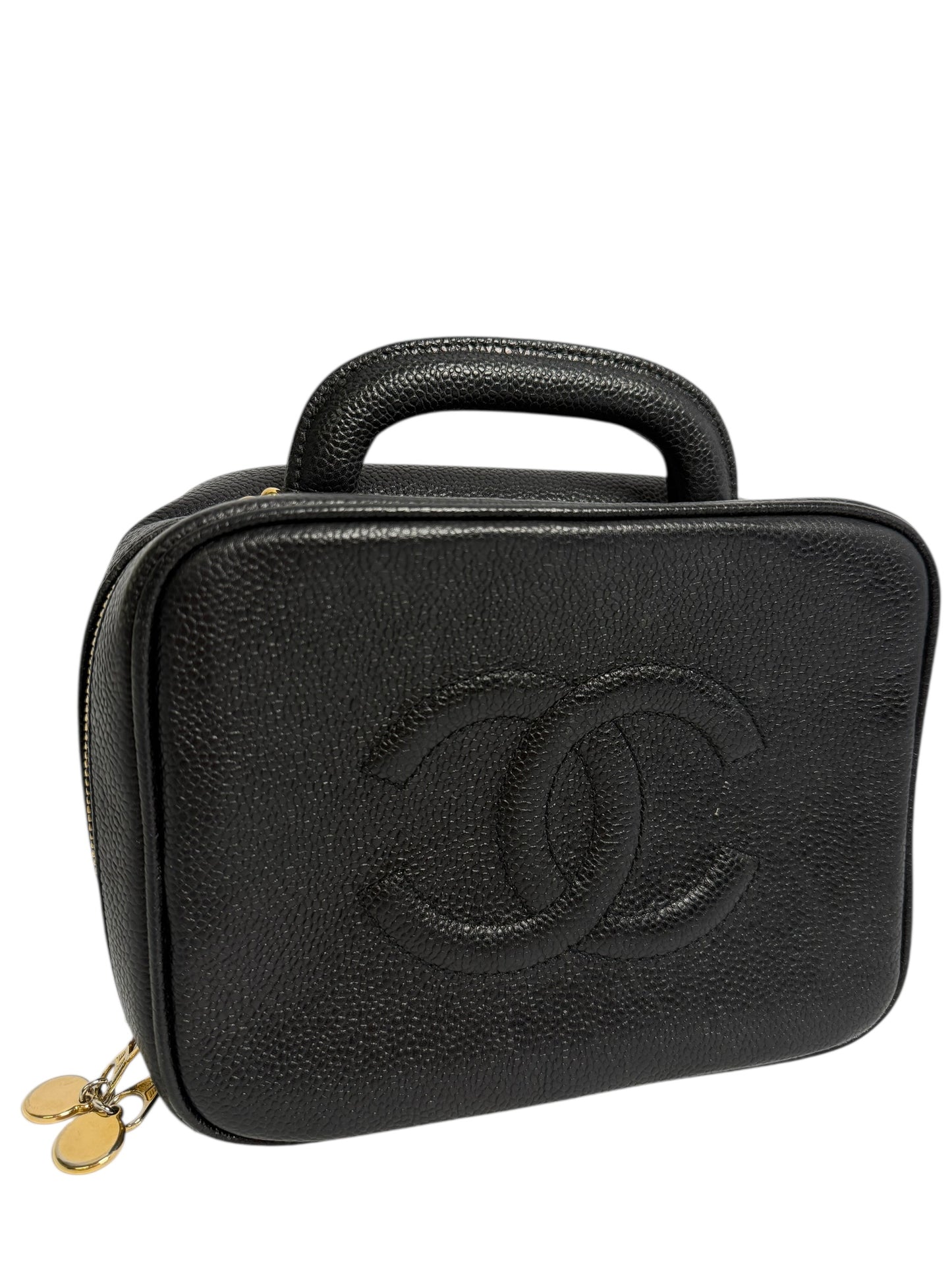 Chanel Black Caviar Top Handle Vanity Bag