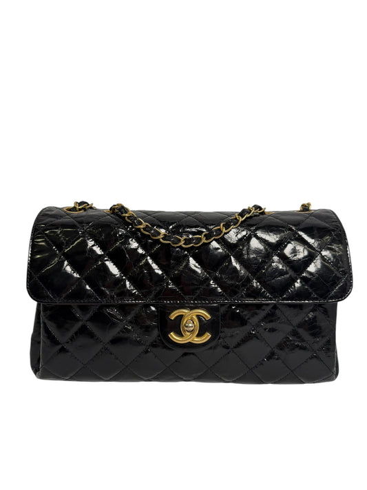 Chanel Black Glazed Calf Flap