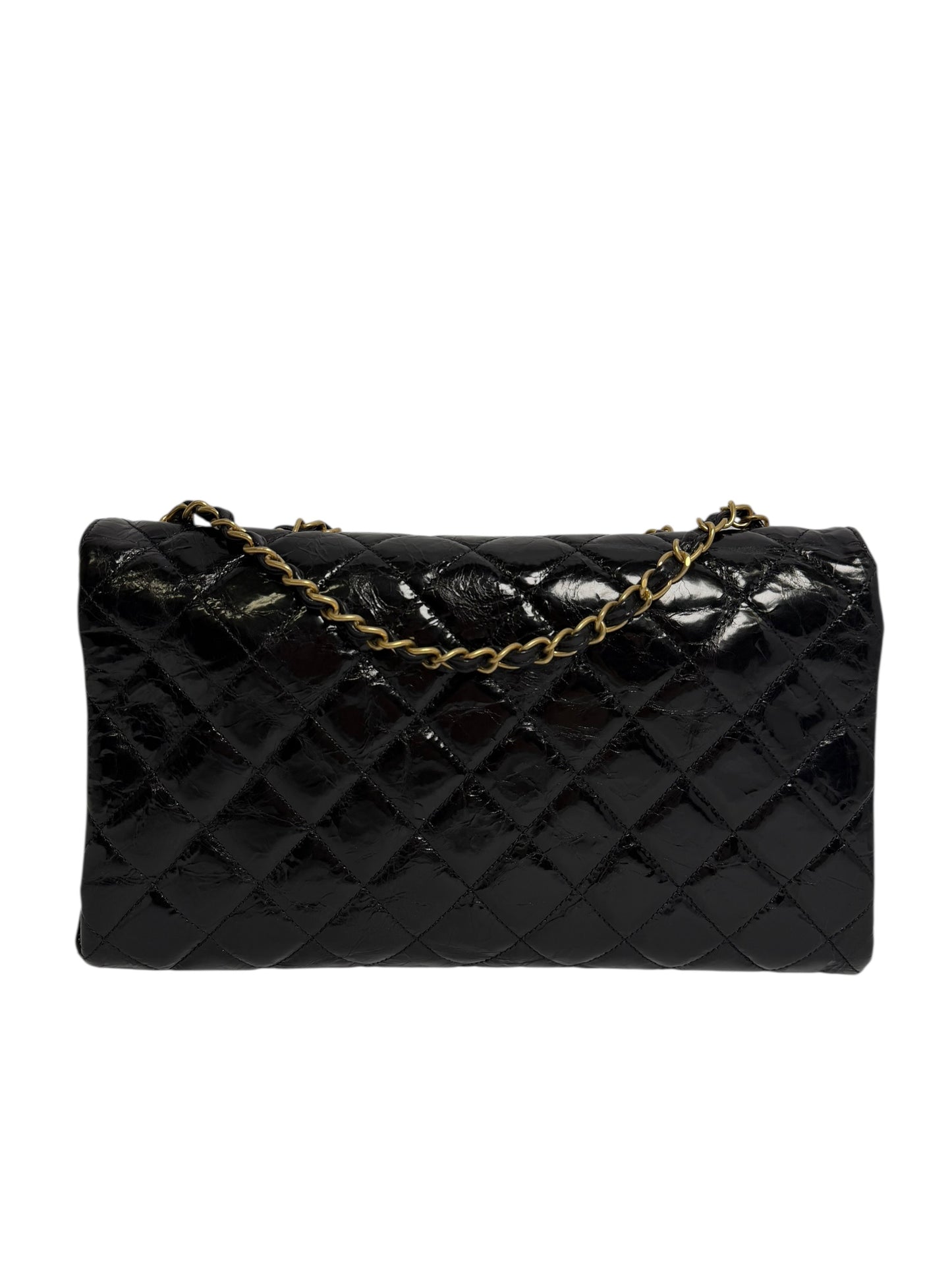 Chanel Black Glazed Calf Flap