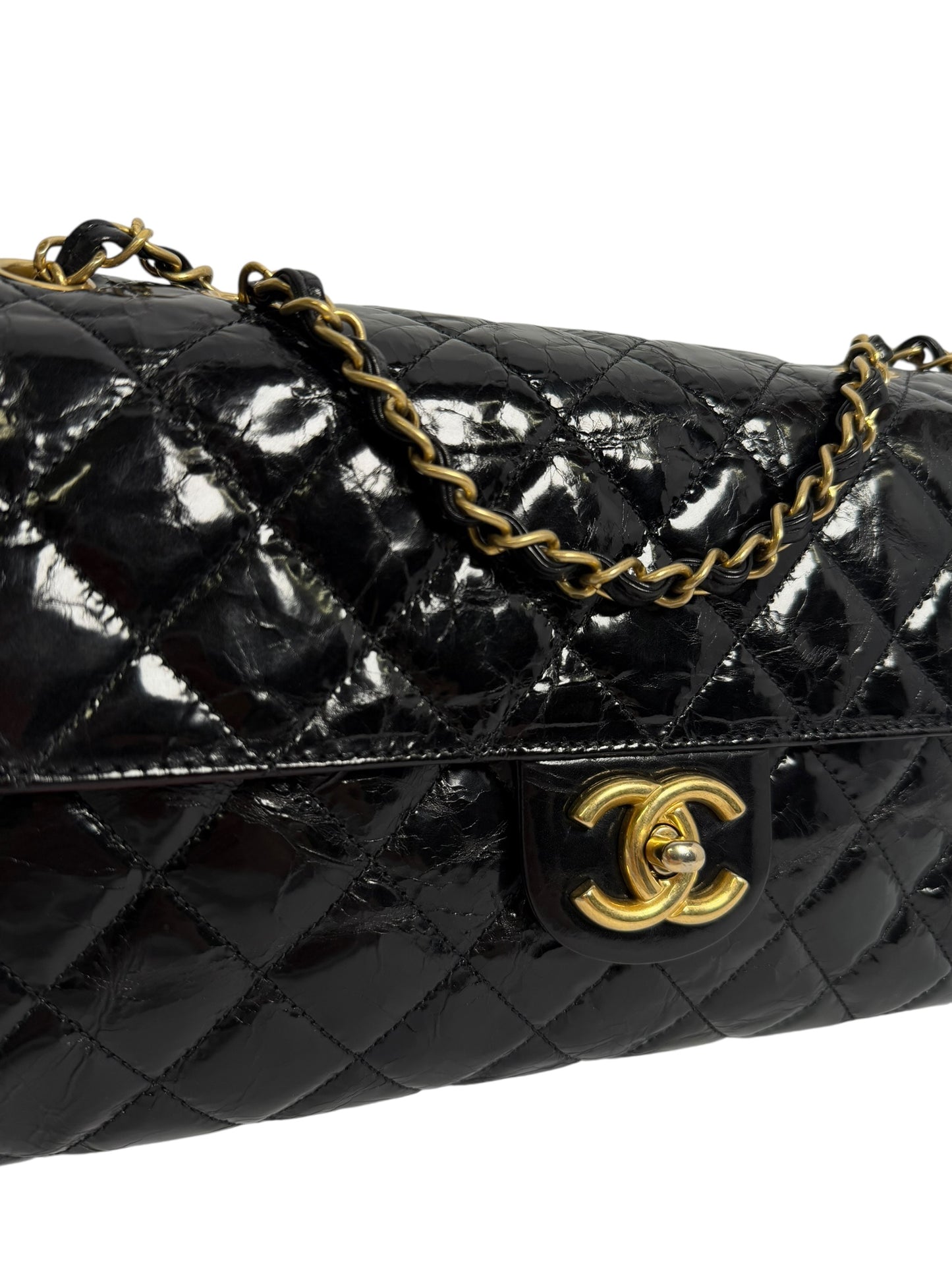 Chanel Black Glazed Calf Flap