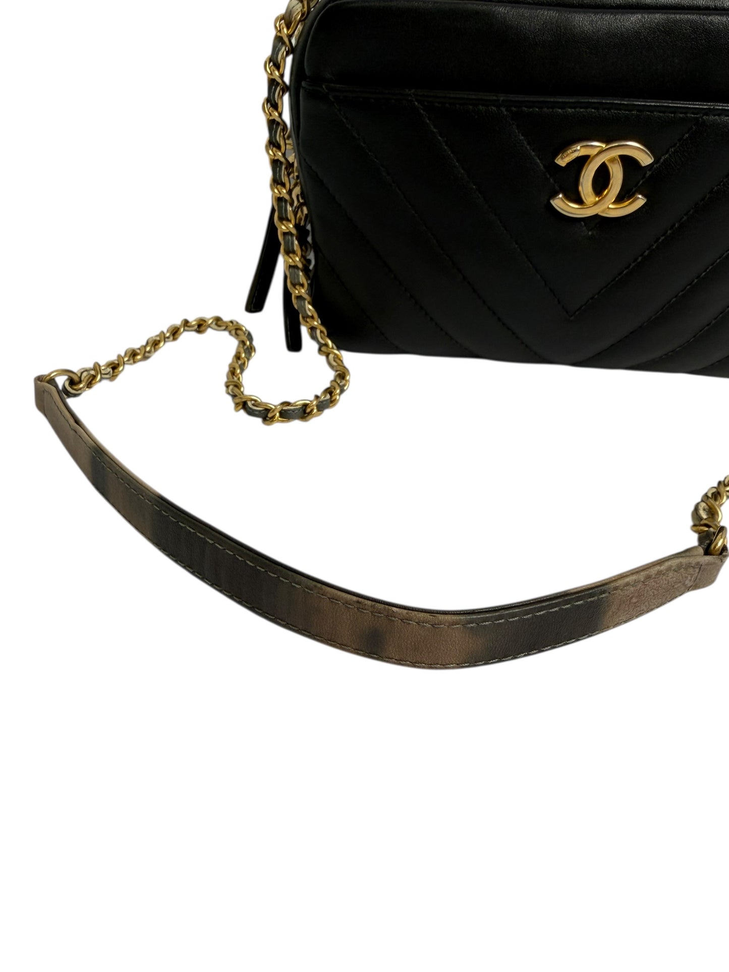 Chanel Black Camera Bag with Ombre Strap