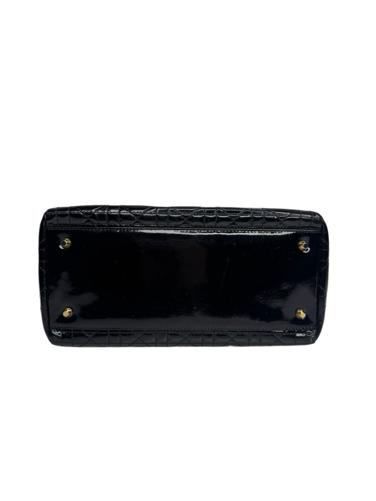 Dior Black Patent Medium Lady Dior GHW T9340