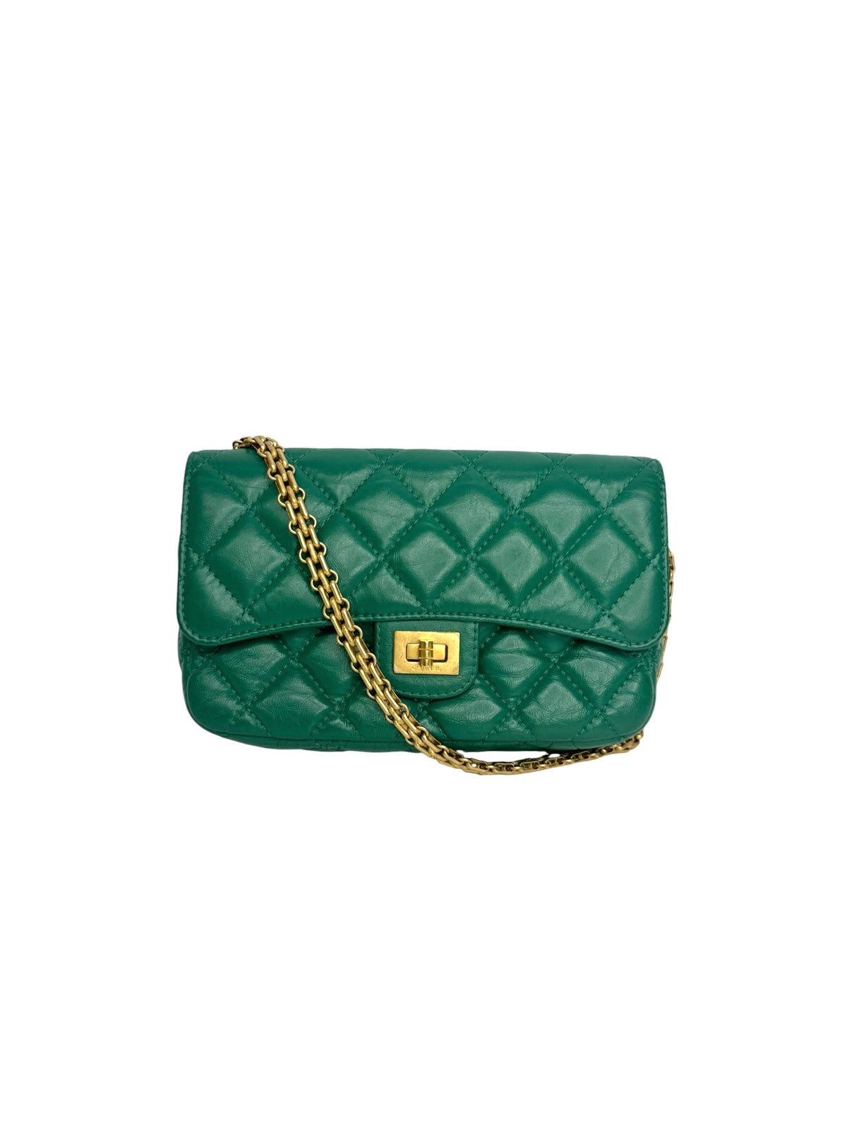 Chanel Green Calfskin Reissue Wallet on Chain T9313