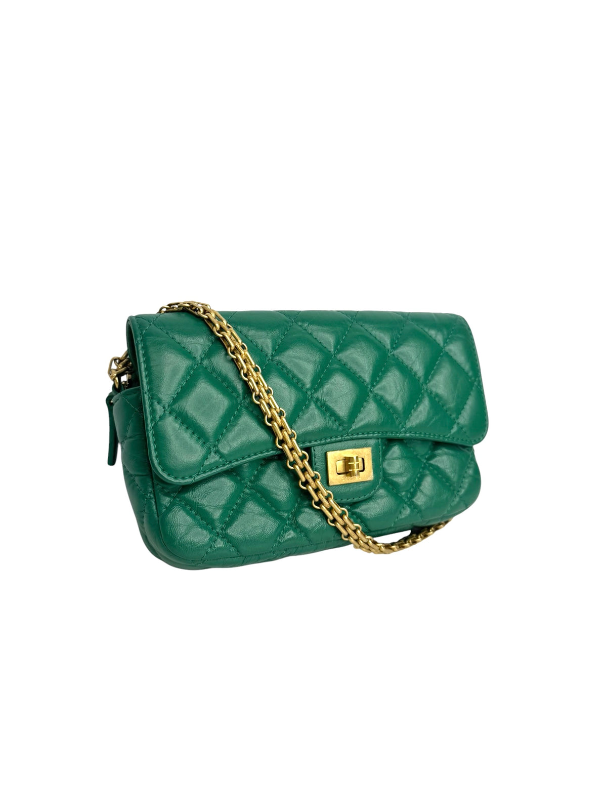 Chanel Green Calfskin Reissue Wallet on Chain T9313