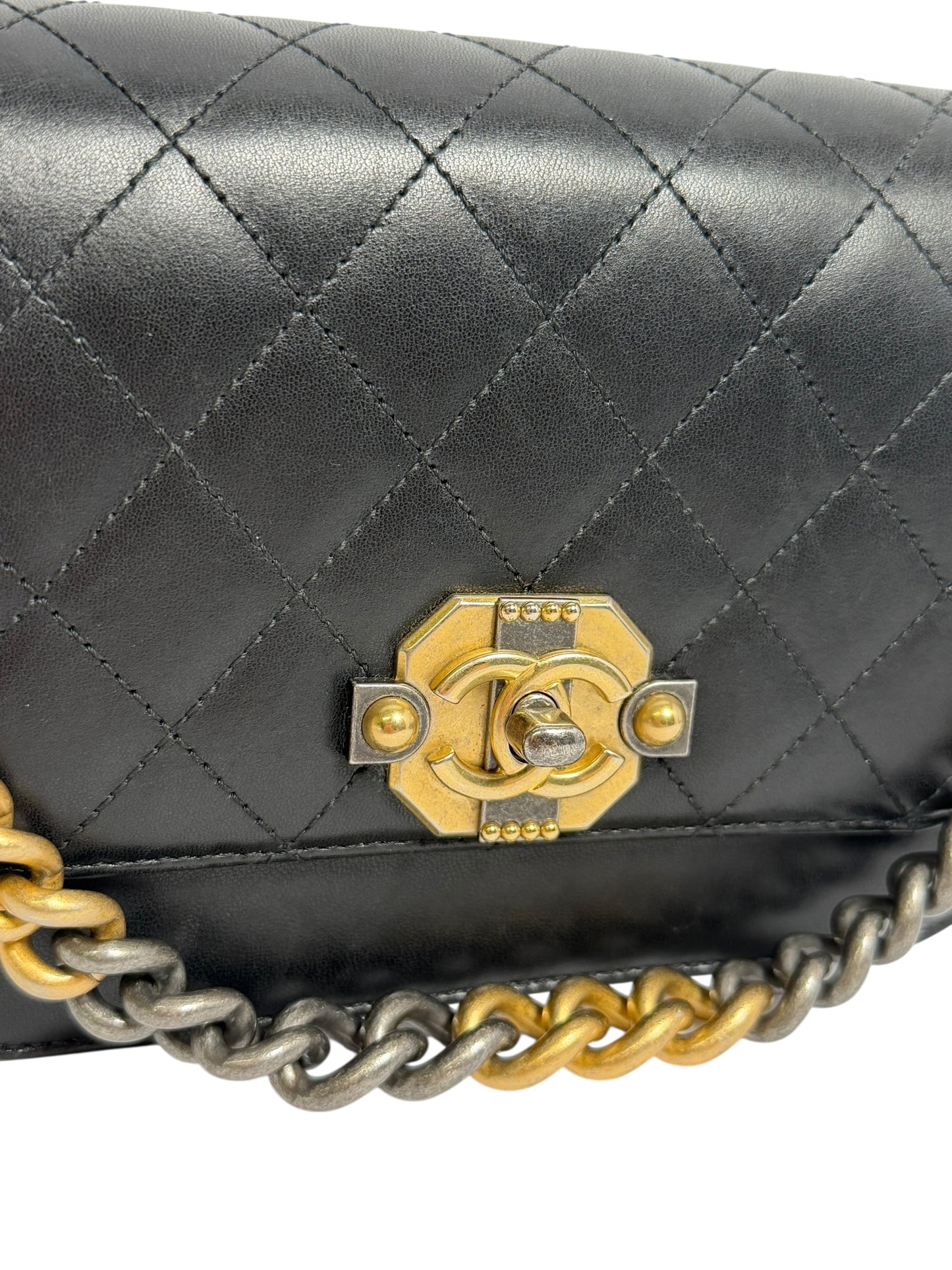 Chanel Bimetal Chain Black Flap