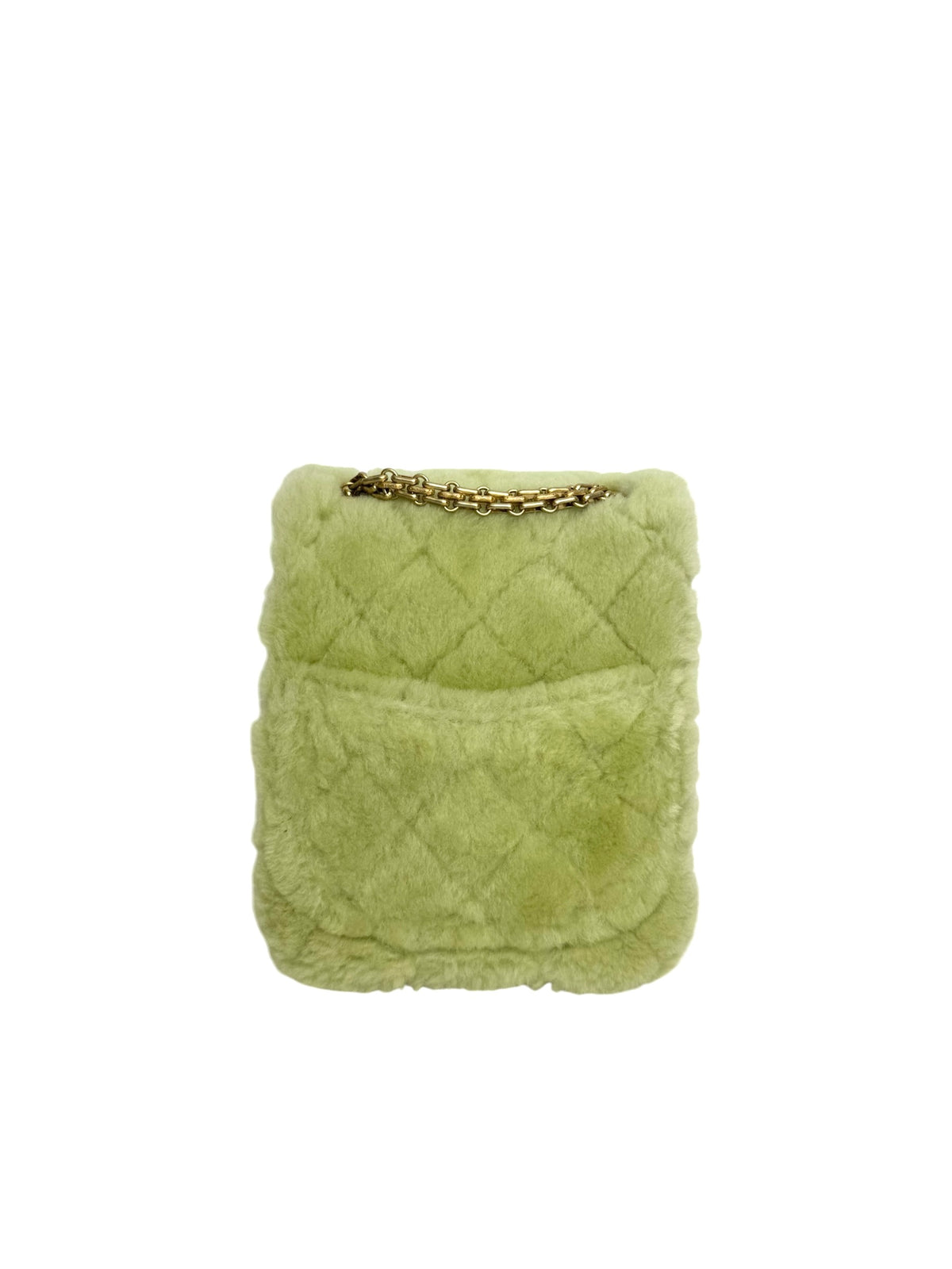 Chanel Mini North South Green Shearling Reissue Flap T9317