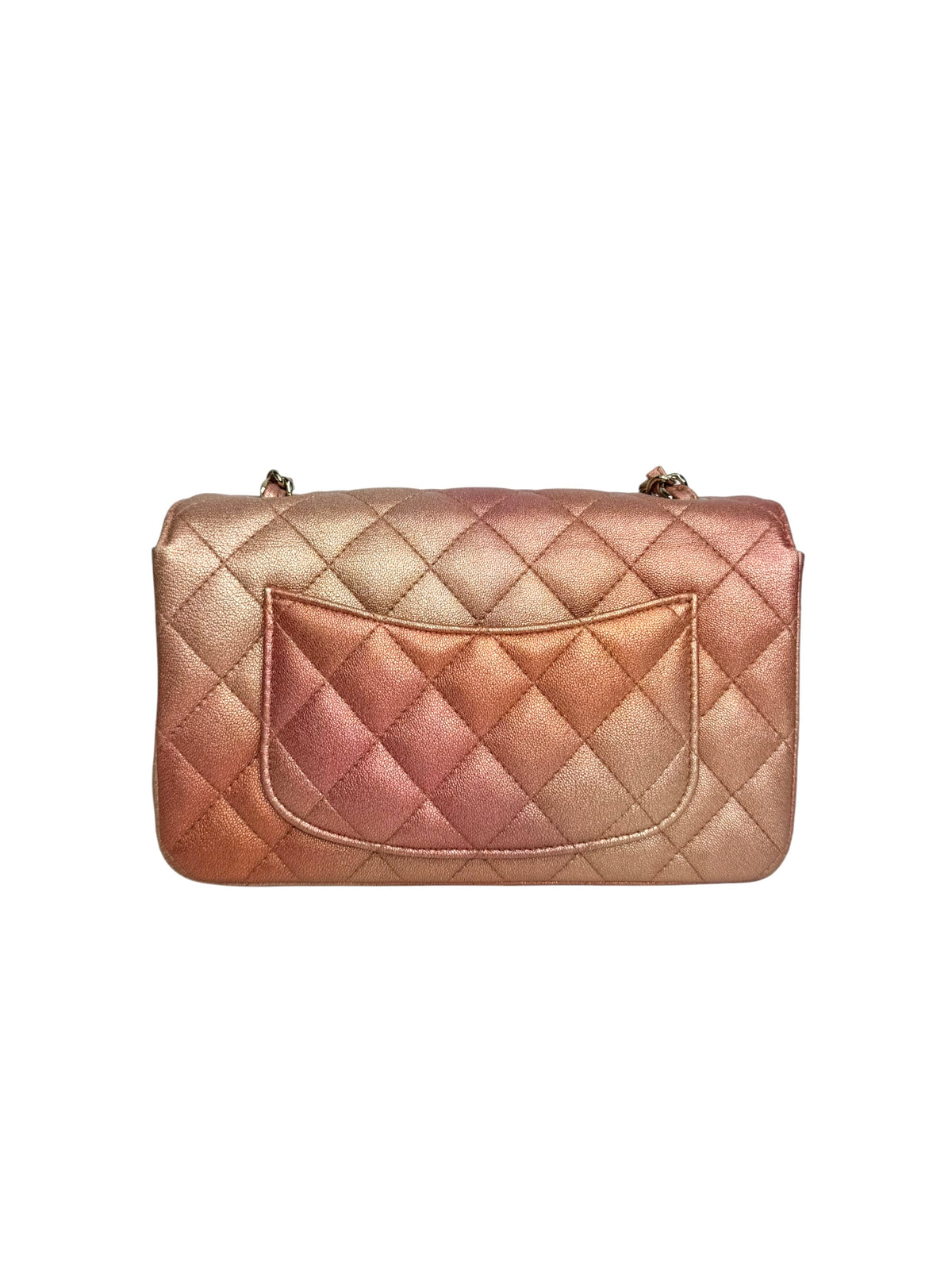 Chanel Pink Ombre Metallic Mini Rectangular Classic Flap T9375