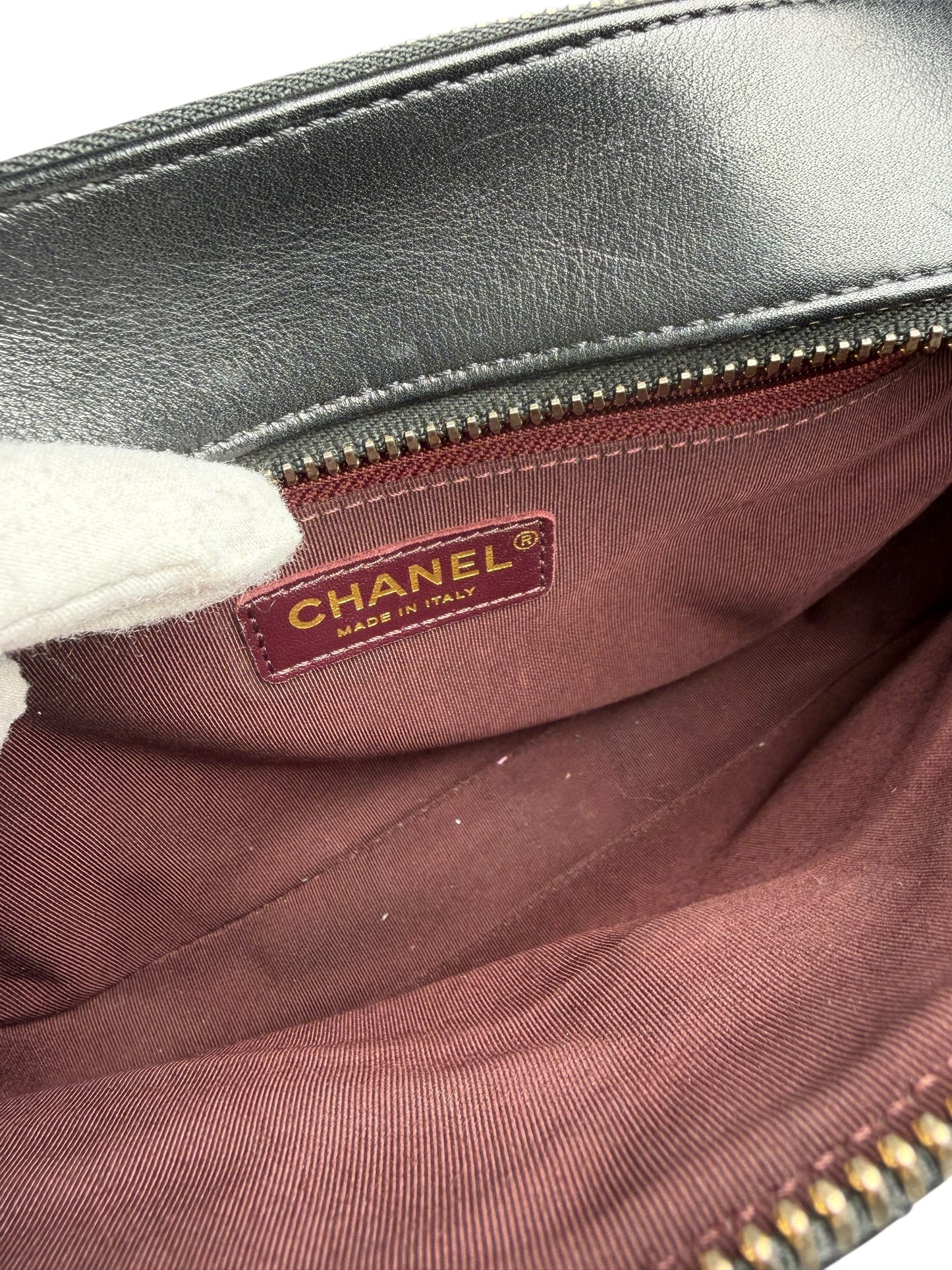 Chanel Black Camera Bag Red Fabric Trim