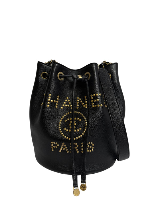 Chanel Gold Studded Bucket Bag