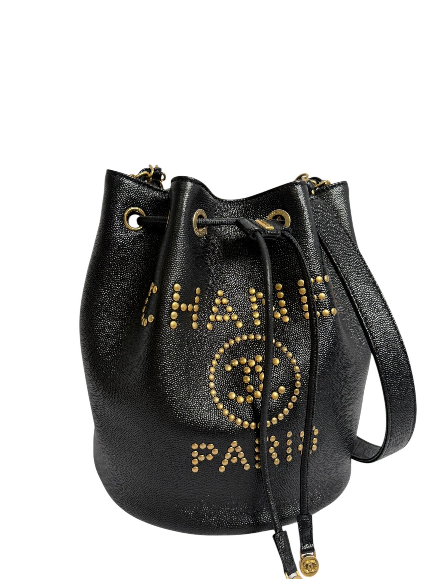 Chanel Gold Studded Bucket Bag
