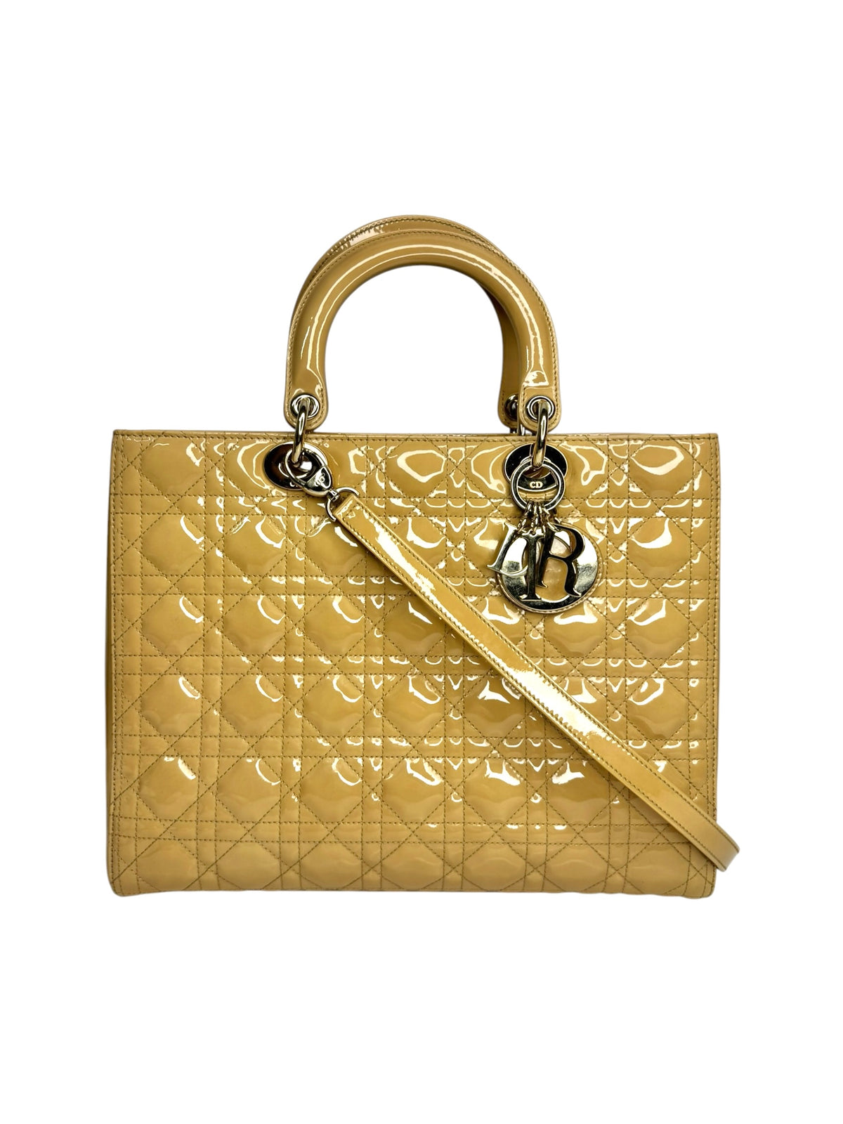 Dior Patent Tan Large Lady Dior GHW T9328