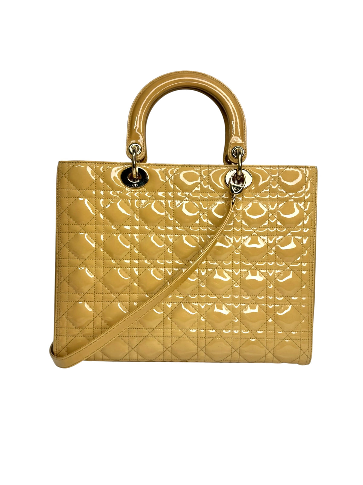 Dior Patent Tan Large Lady Dior GHW T9328