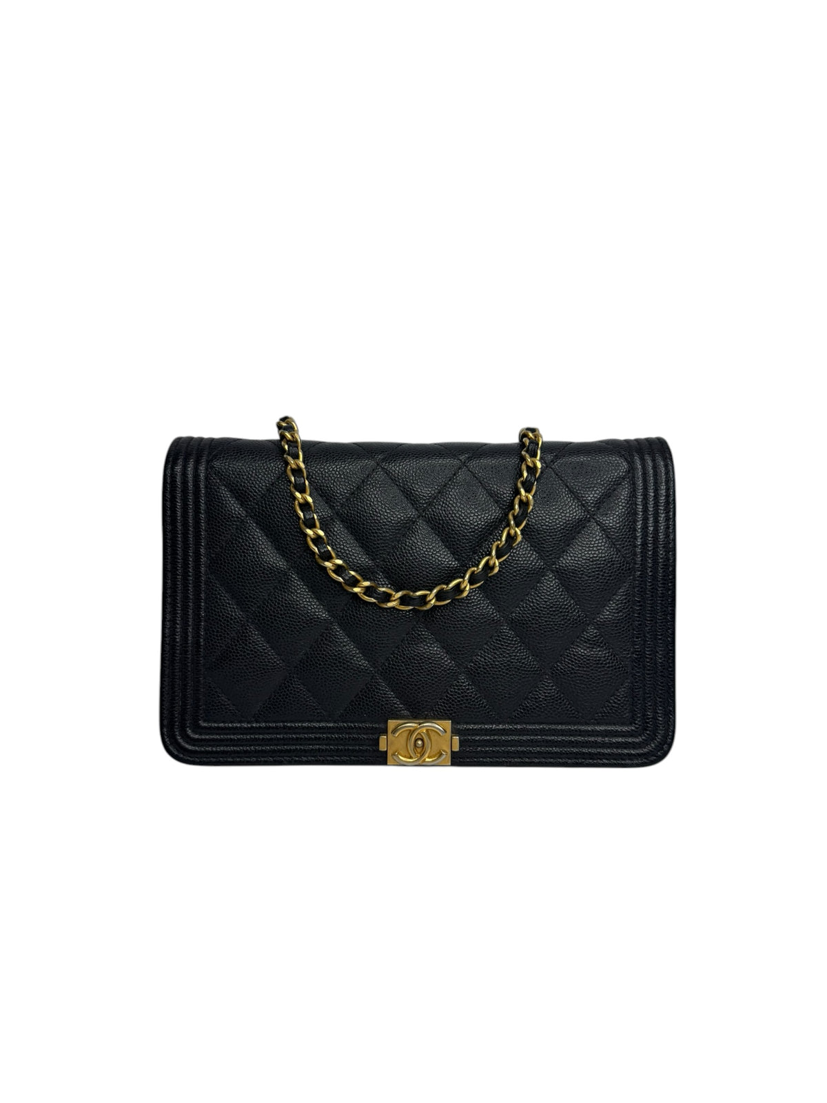 Chanel Black Caviar Boy Wallet on Chain T9334