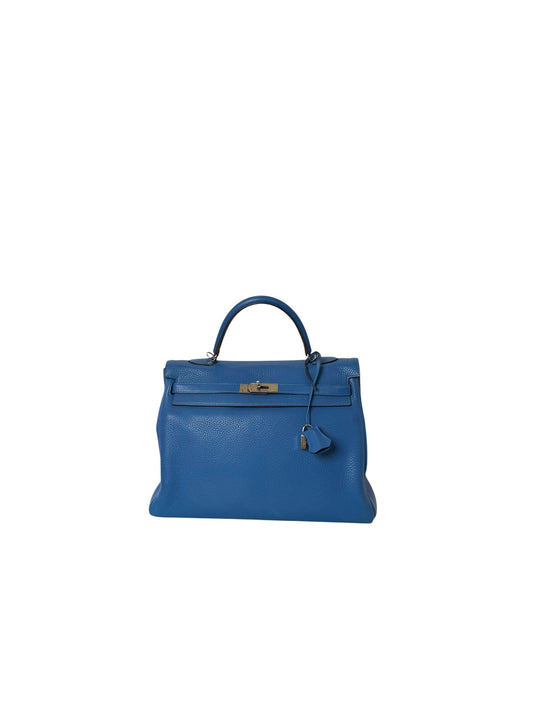 Hermes Kelly Blue 35 Clemence T6662