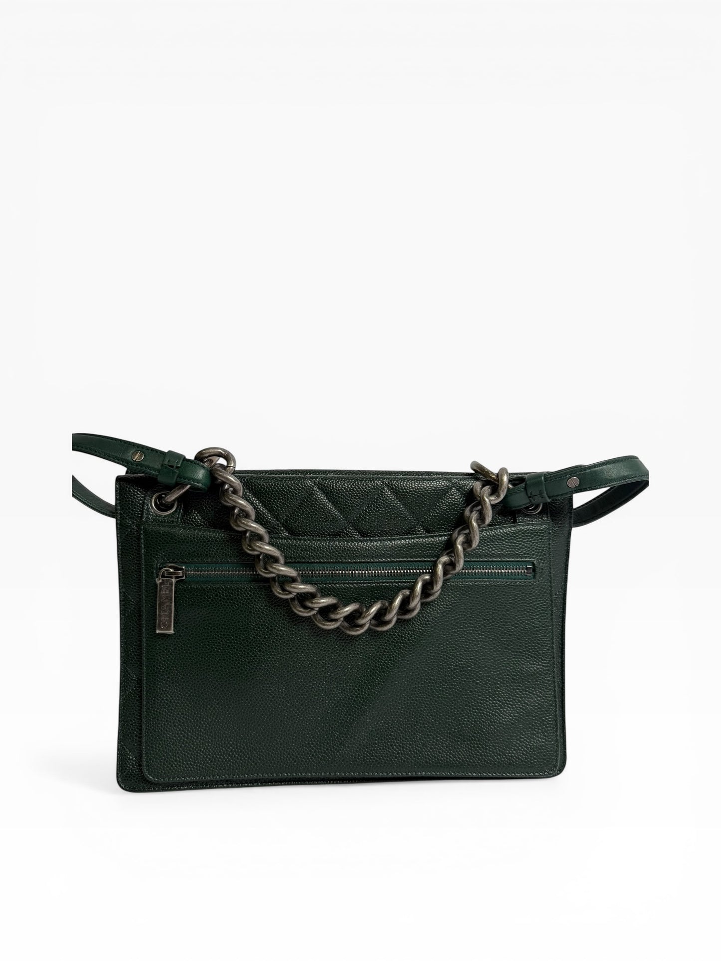 Chanel Green Caviar Top Handle Flap