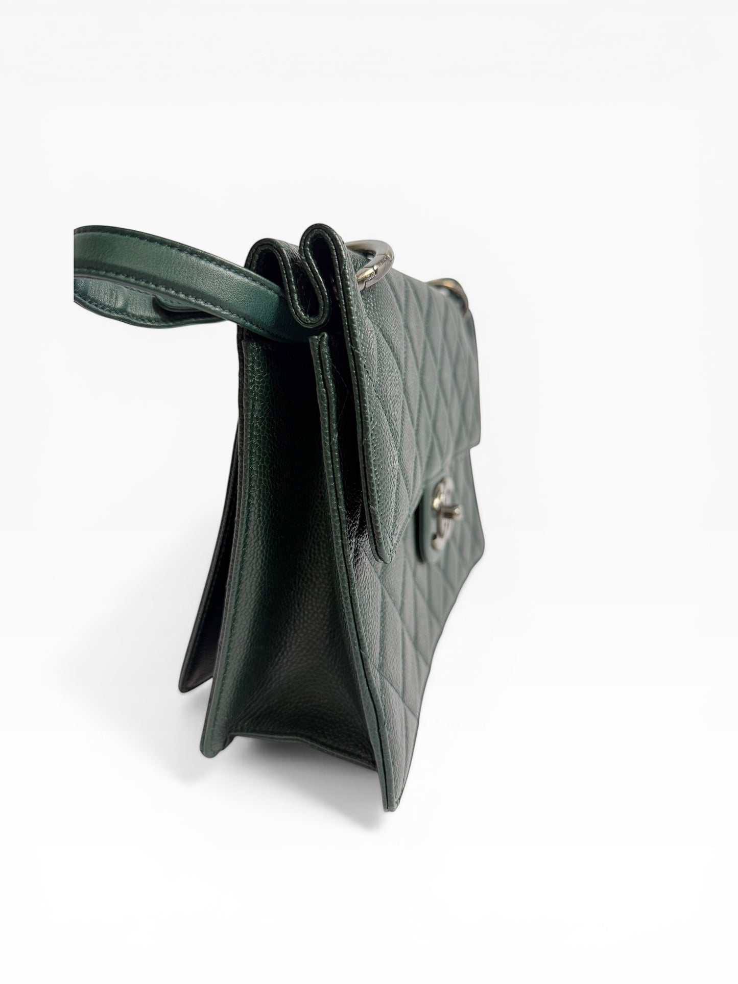 Chanel Green Caviar Top Handle Flap