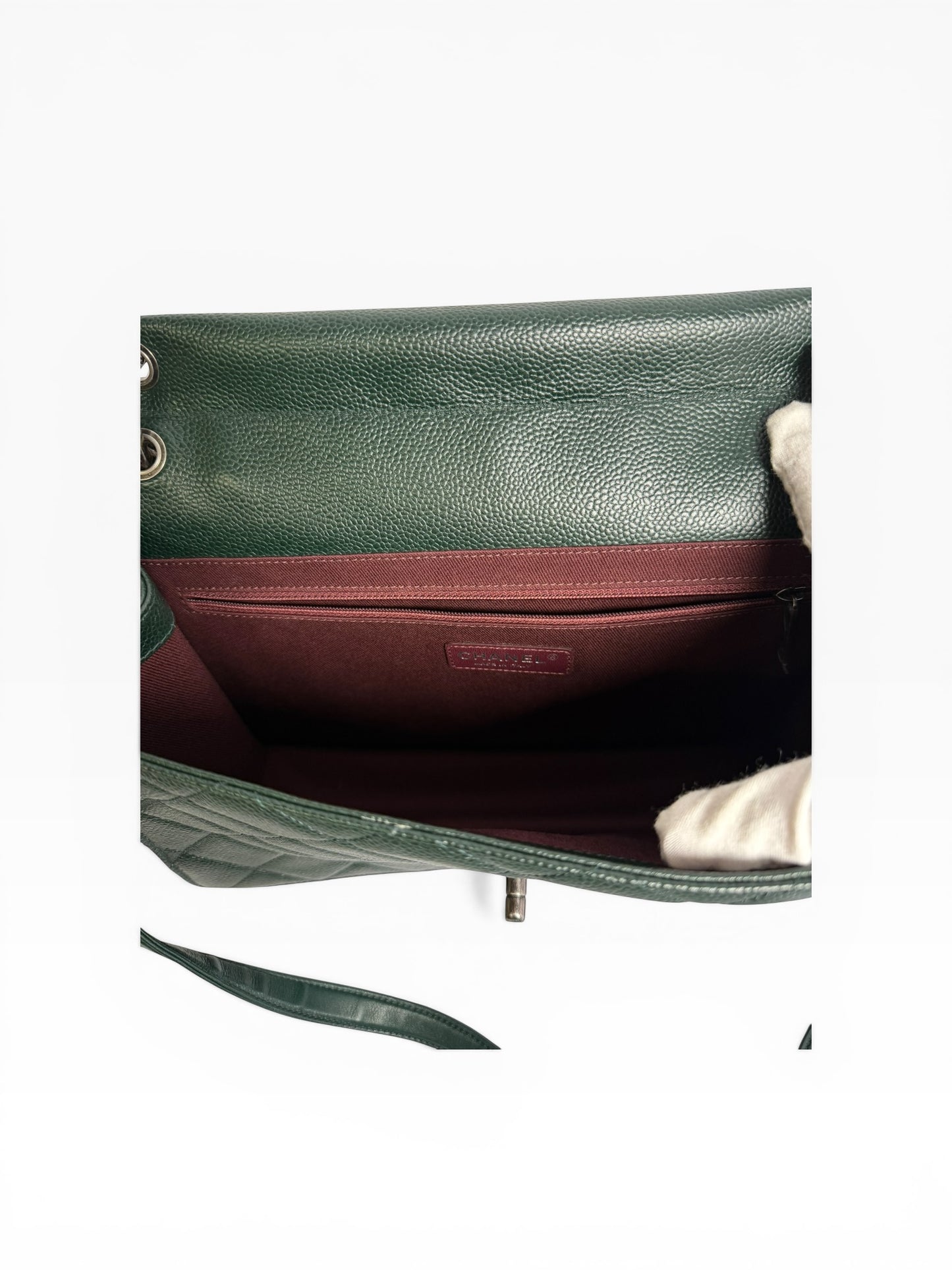 Chanel Green Caviar Top Handle Flap
