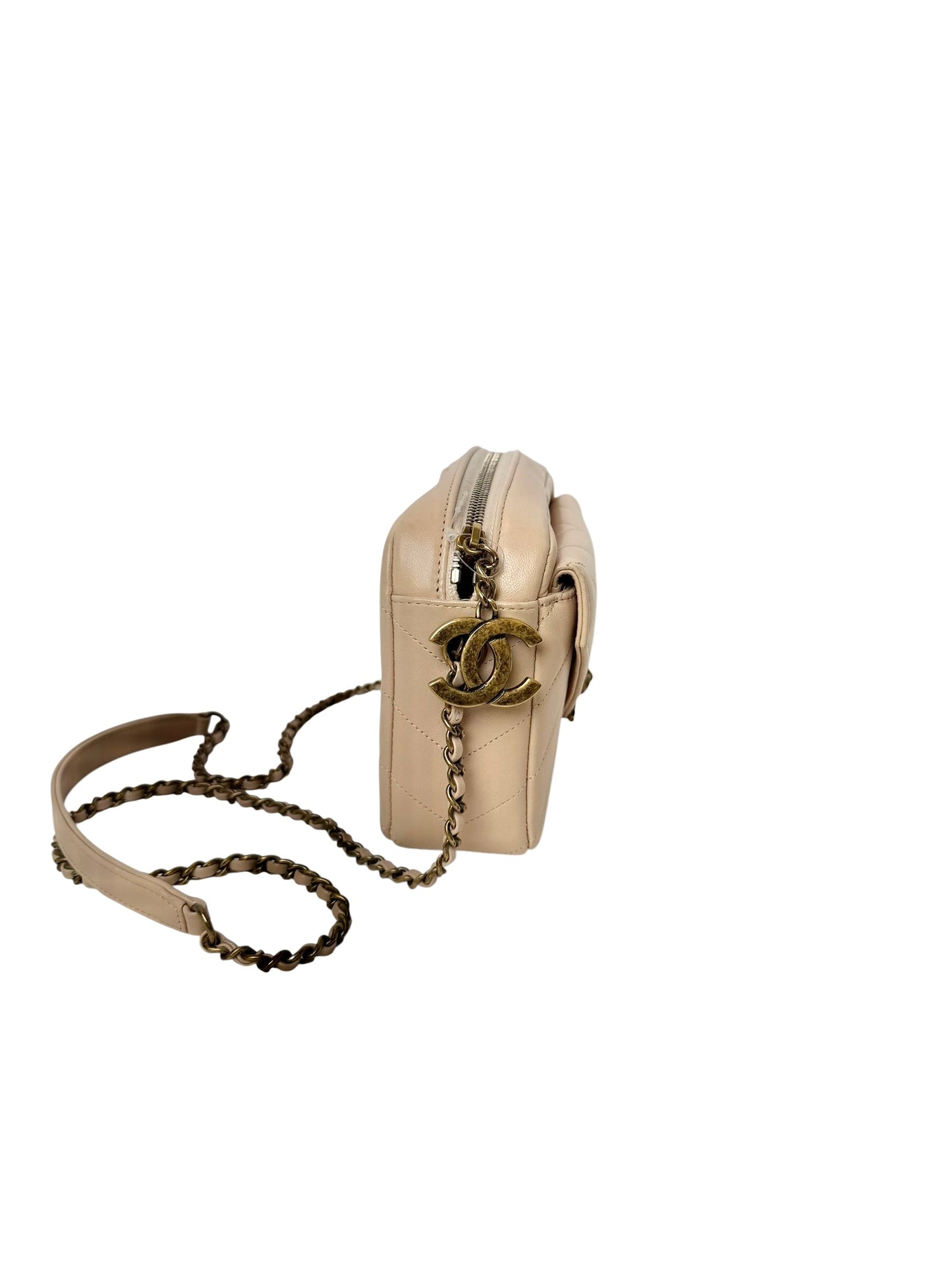 Chanel Beige Chevron Envelope Flap Bag T5913