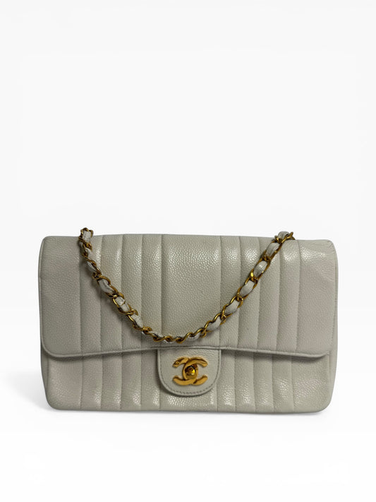 Chanel White Caviar Medium Flap 24k GHW