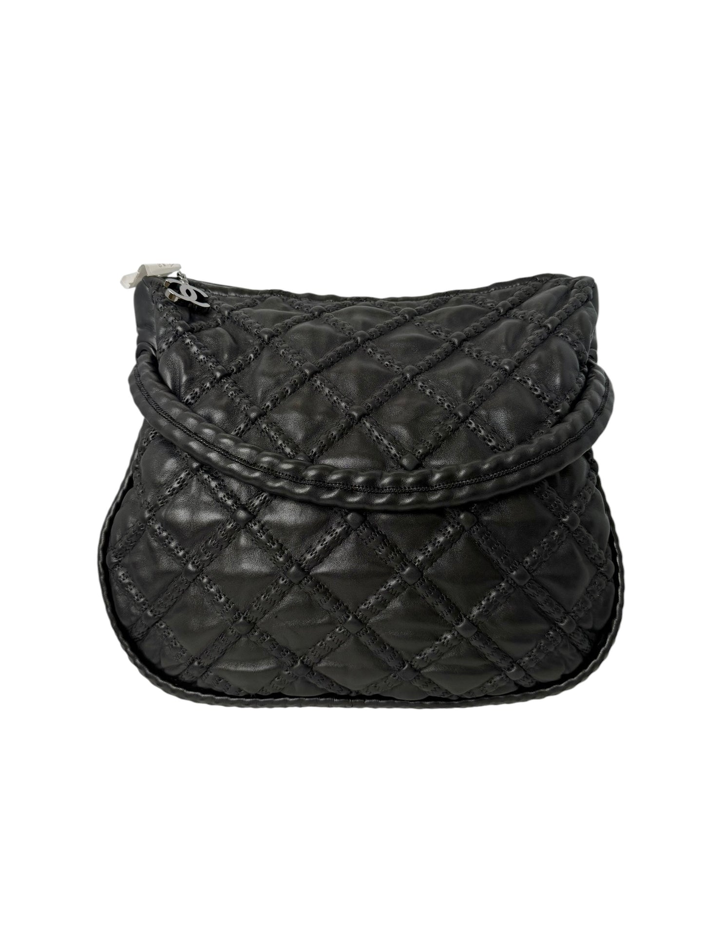 Chanel Black Lambskin Hidden Chain Hobo Bag T7185