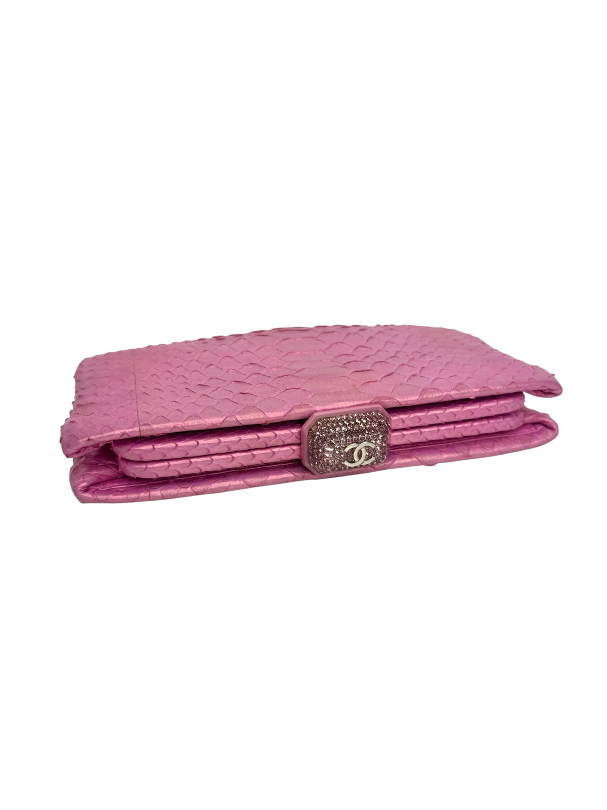 Chanel Pink Iridescent Python Clutch T9406