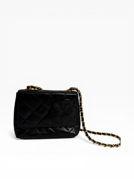 Chanel Vintage Camelia Flower Black Mini