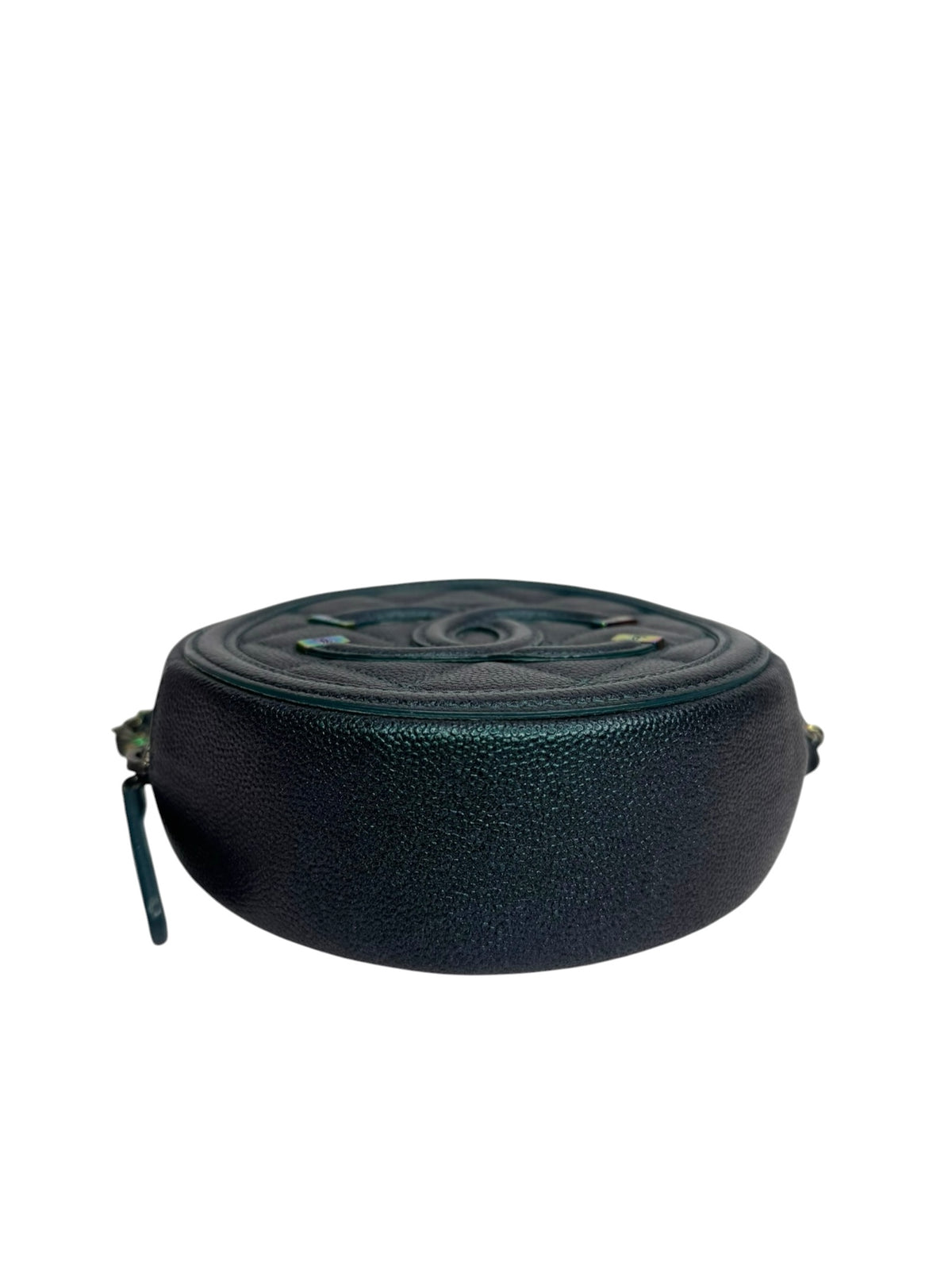 Chanel Green Iridescent Caviar Round Filigree Crossbody T9394