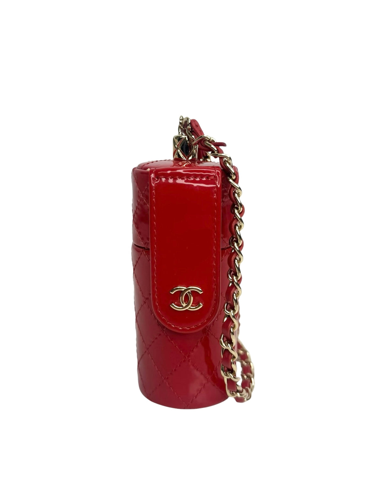 Chanel Red Patent Lipstick Case on Chain T9395