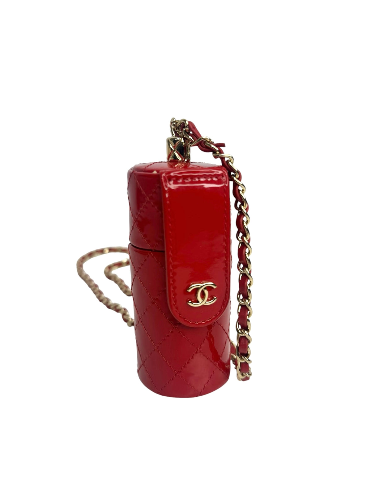 Chanel Red Patent Lipstick Case on Chain T9395