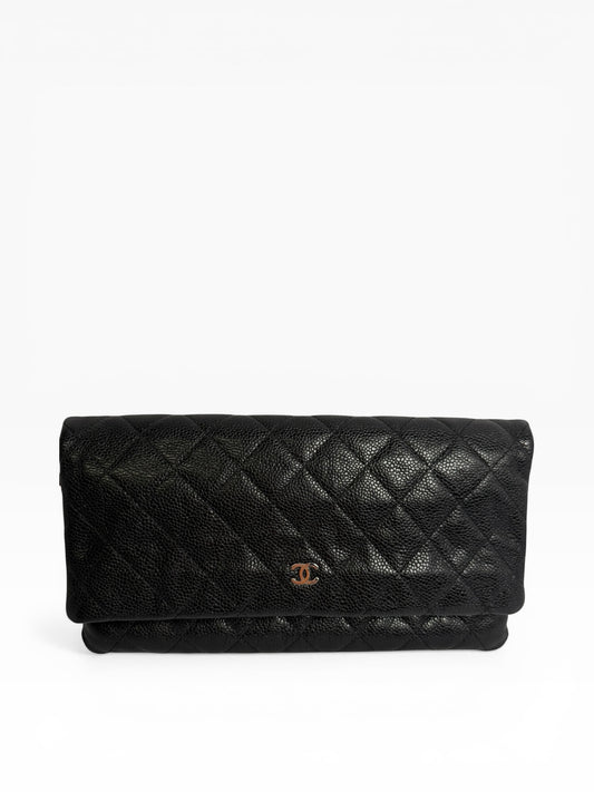Chanel Black Caviar Fold Clutch