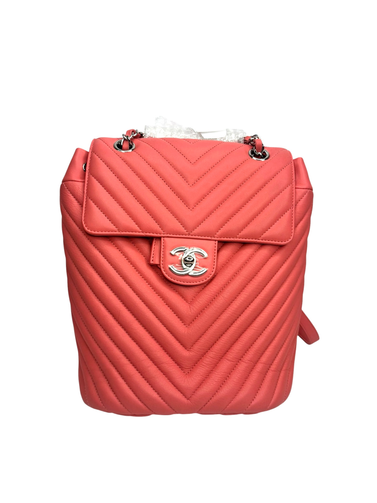 Chanel Pink Chevron Backpack SHW T9397