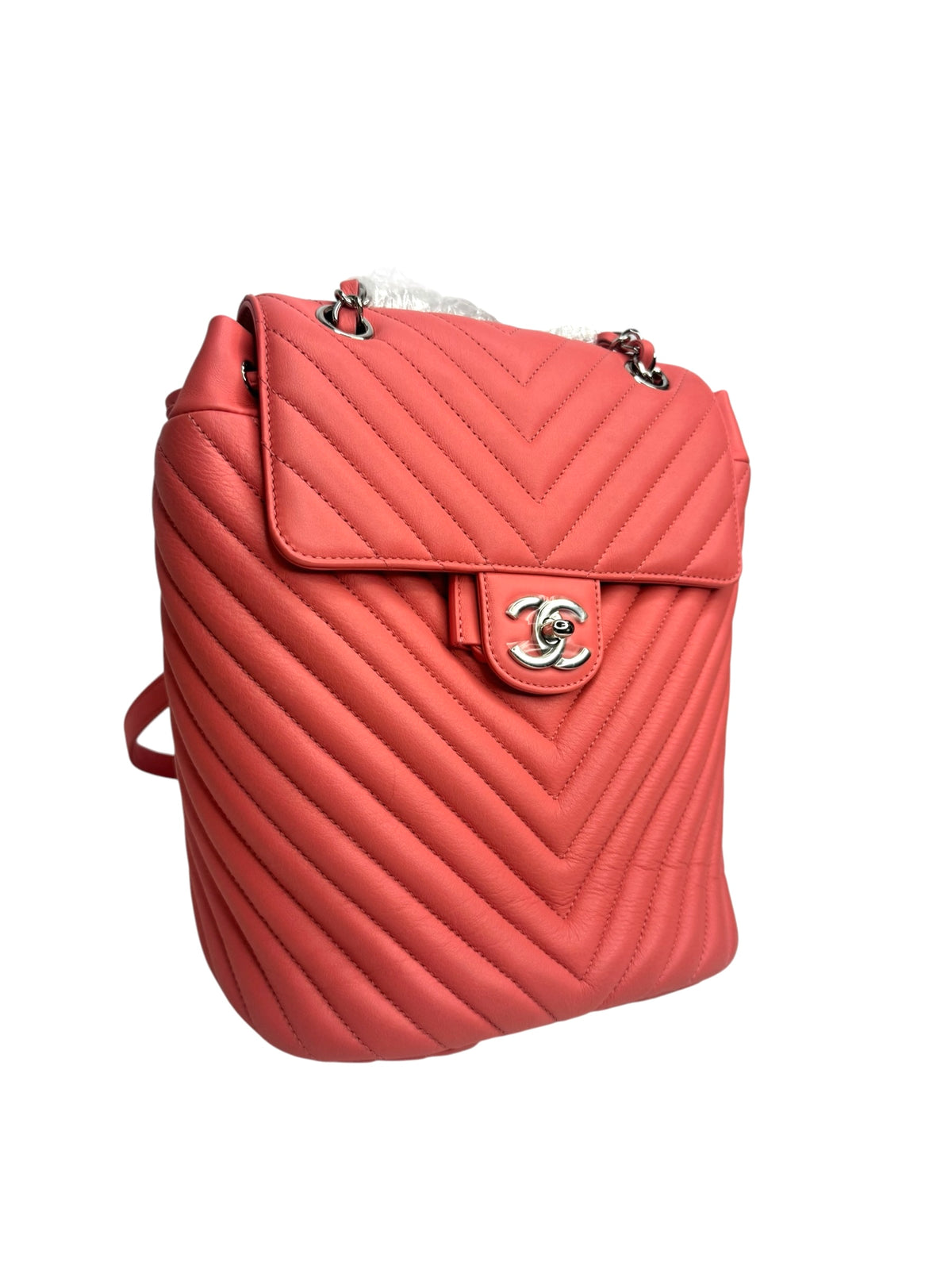 Chanel Pink Chevron Backpack SHW T9397