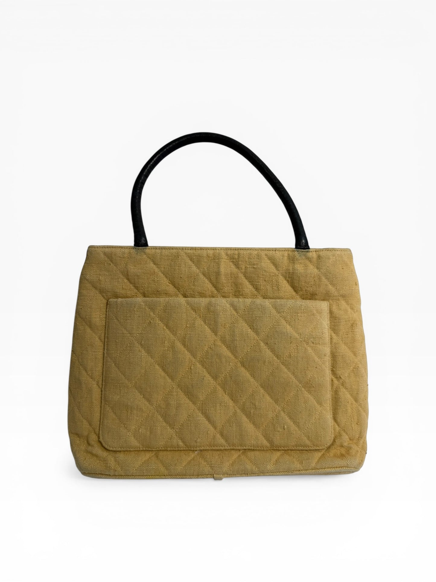 Chanel Beige and Black Canvas Tote