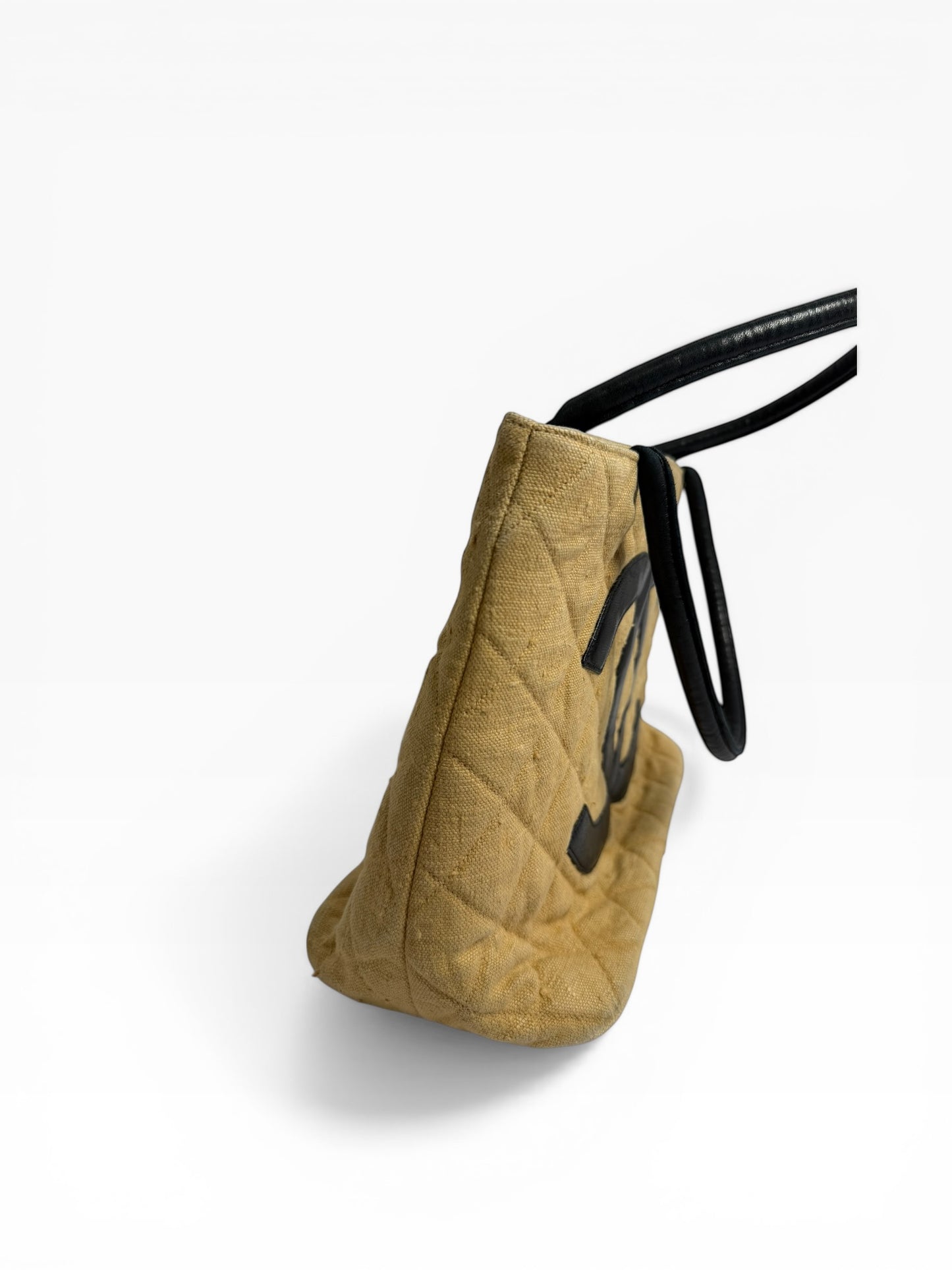 Chanel Beige and Black Canvas Tote