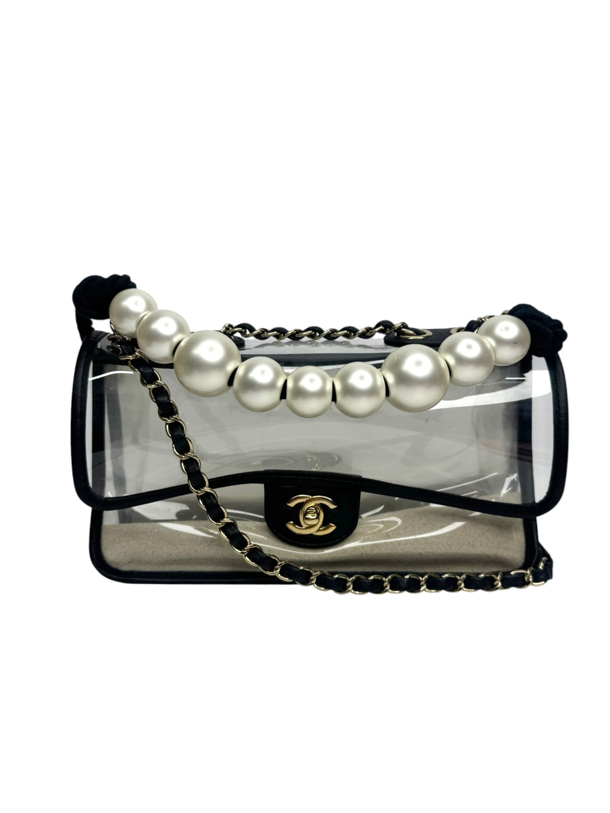 Chanel PVC Sand By The Sea Pearl Strap Flap Bag T9393