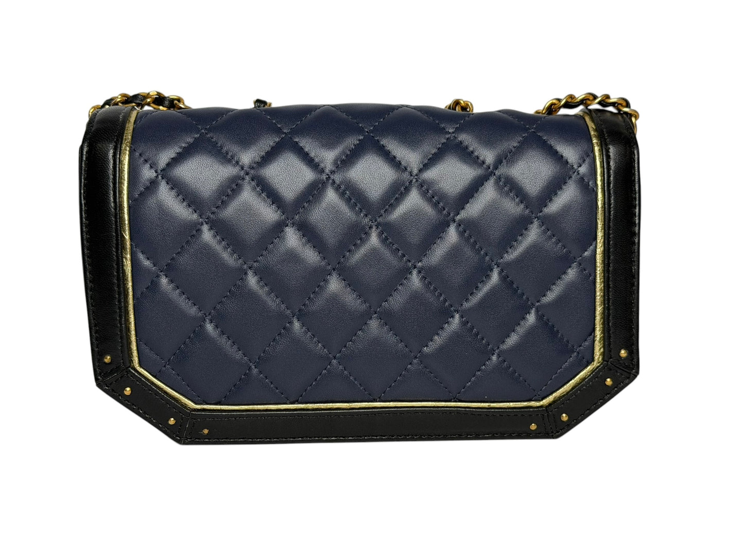 Chanel Navy And Black Octagon Flap CC Clasp T8253