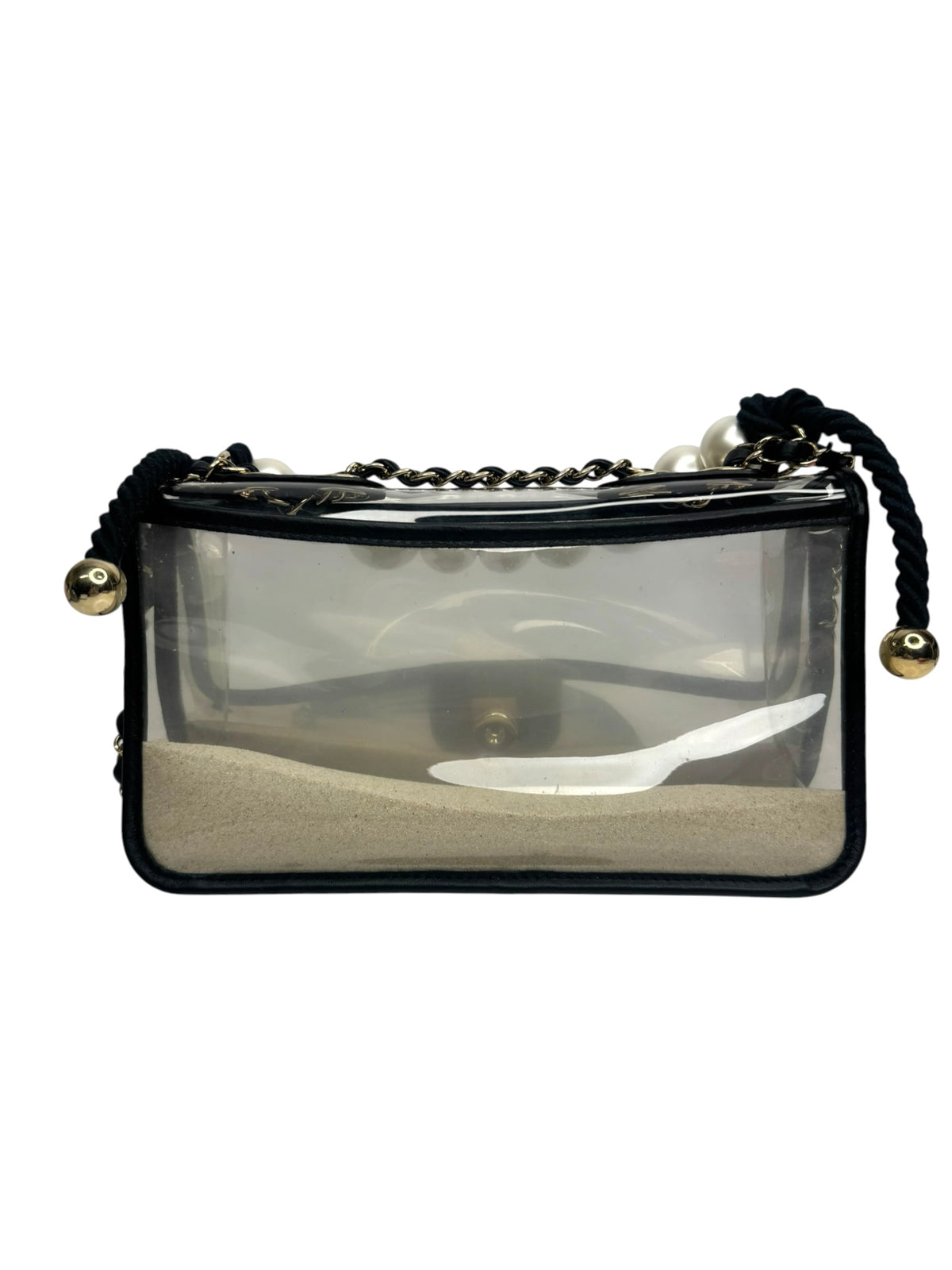 Chanel PVC Sand By The Sea Pearl Strap Flap Bag T9393