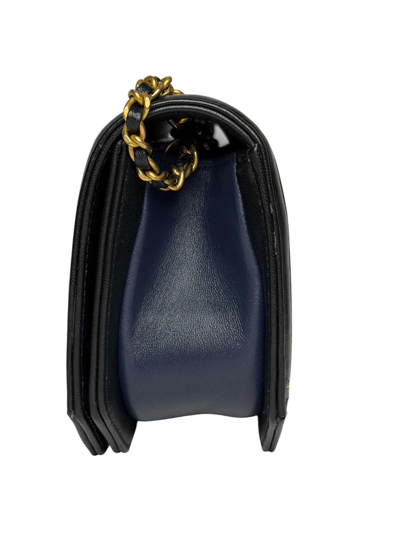 Chanel Navy And Black Octagon Flap CC Clasp T8253