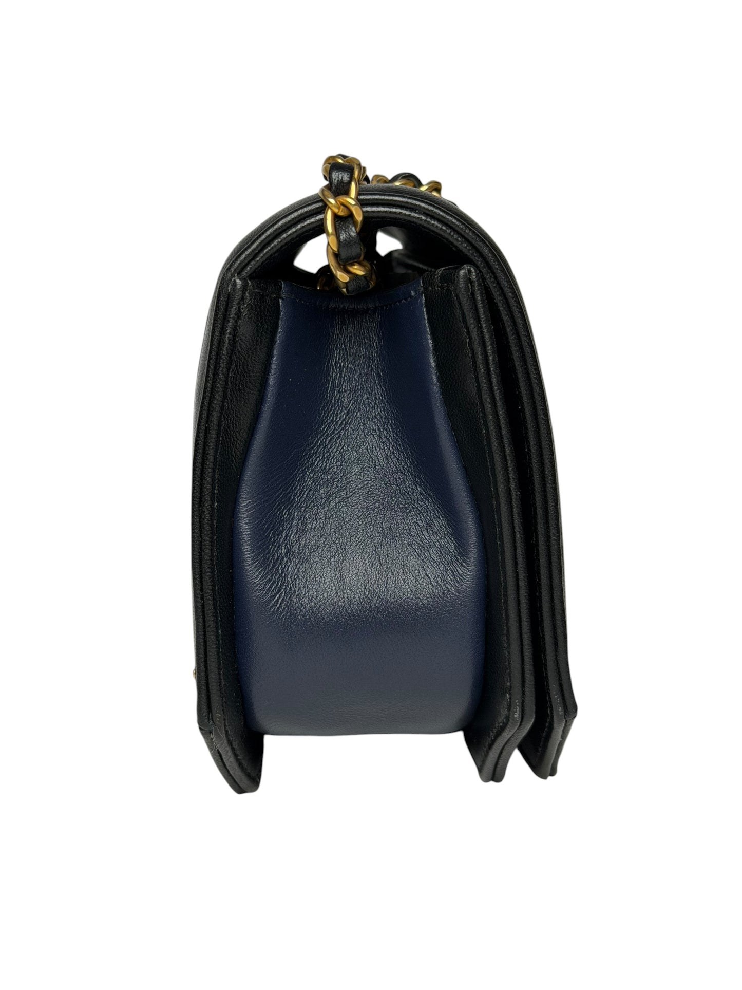 Chanel Navy And Black Octagon Flap CC Clasp T8253