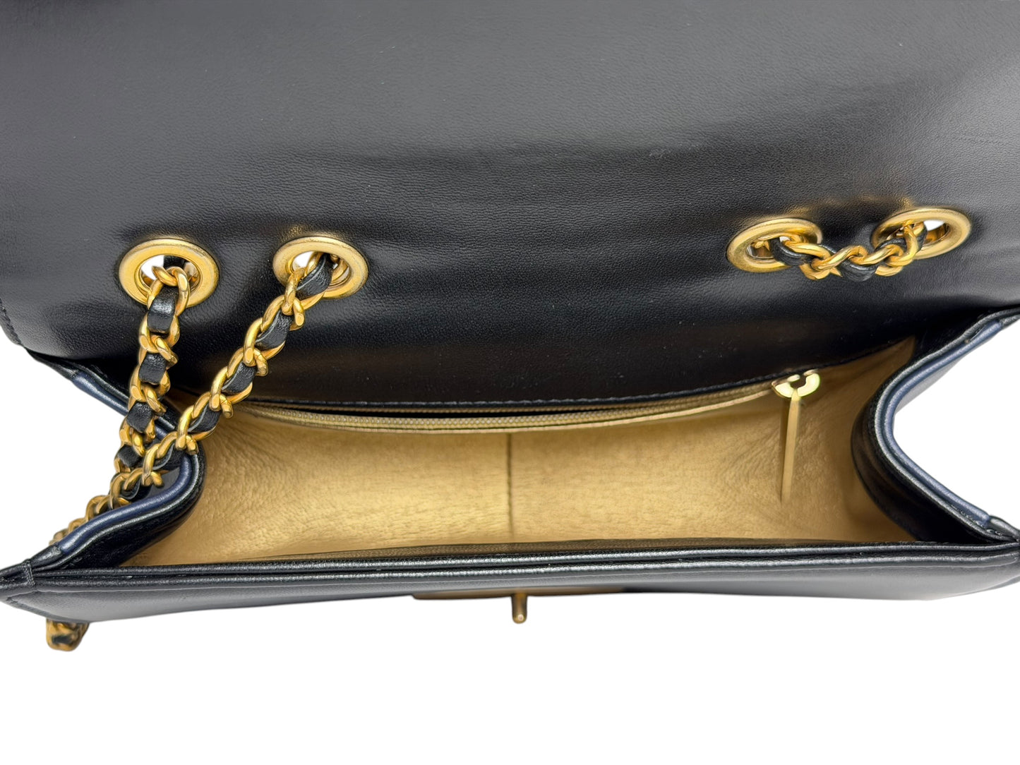 Chanel Navy And Black Octagon Flap CC Clasp T8253