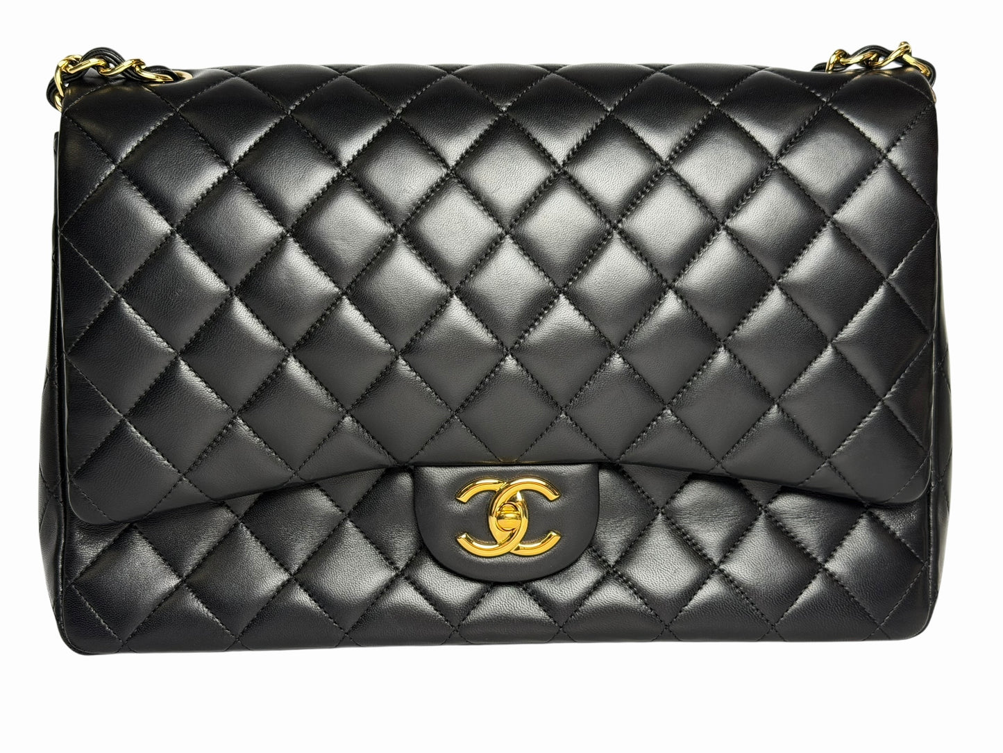 Chanel Black Maxi Classic Double Flap GHW T1026